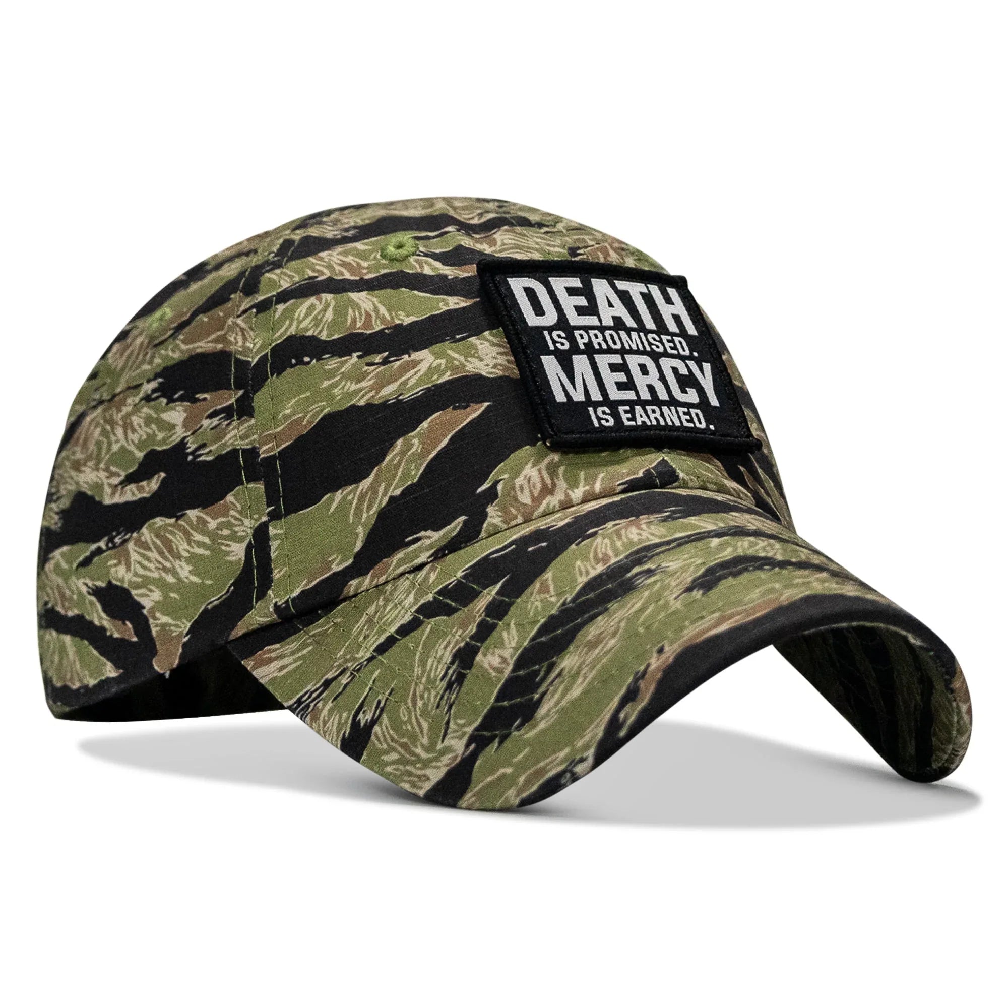 Death Is Promised. Mercy Is Earned Patch. Tactical Ripstop Mesh Snapback Hat - Combat Iron Apparel Co.