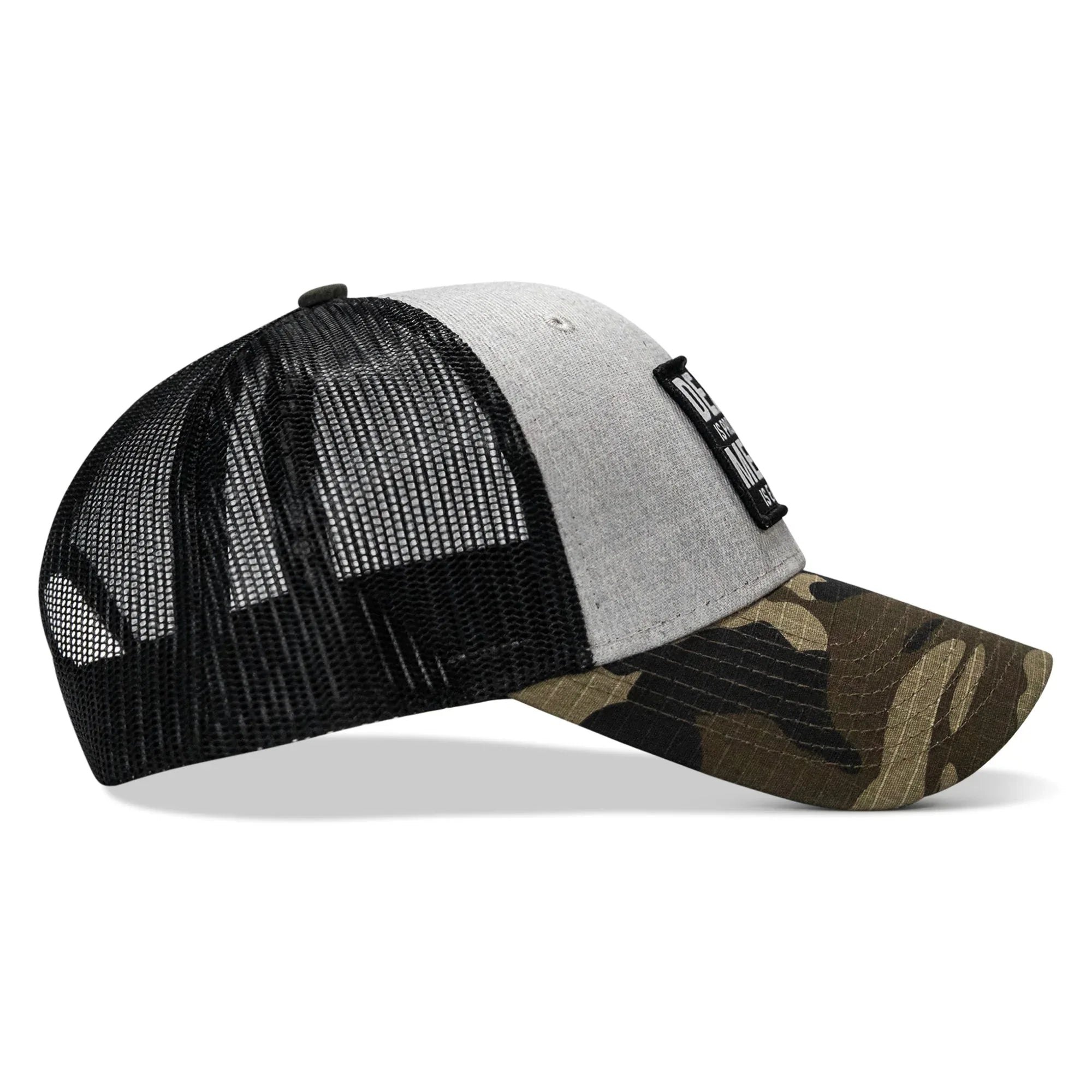 Death Is Promised. Mercy Is Earned Patch Snapback Hat - Combat Iron Apparel Co.