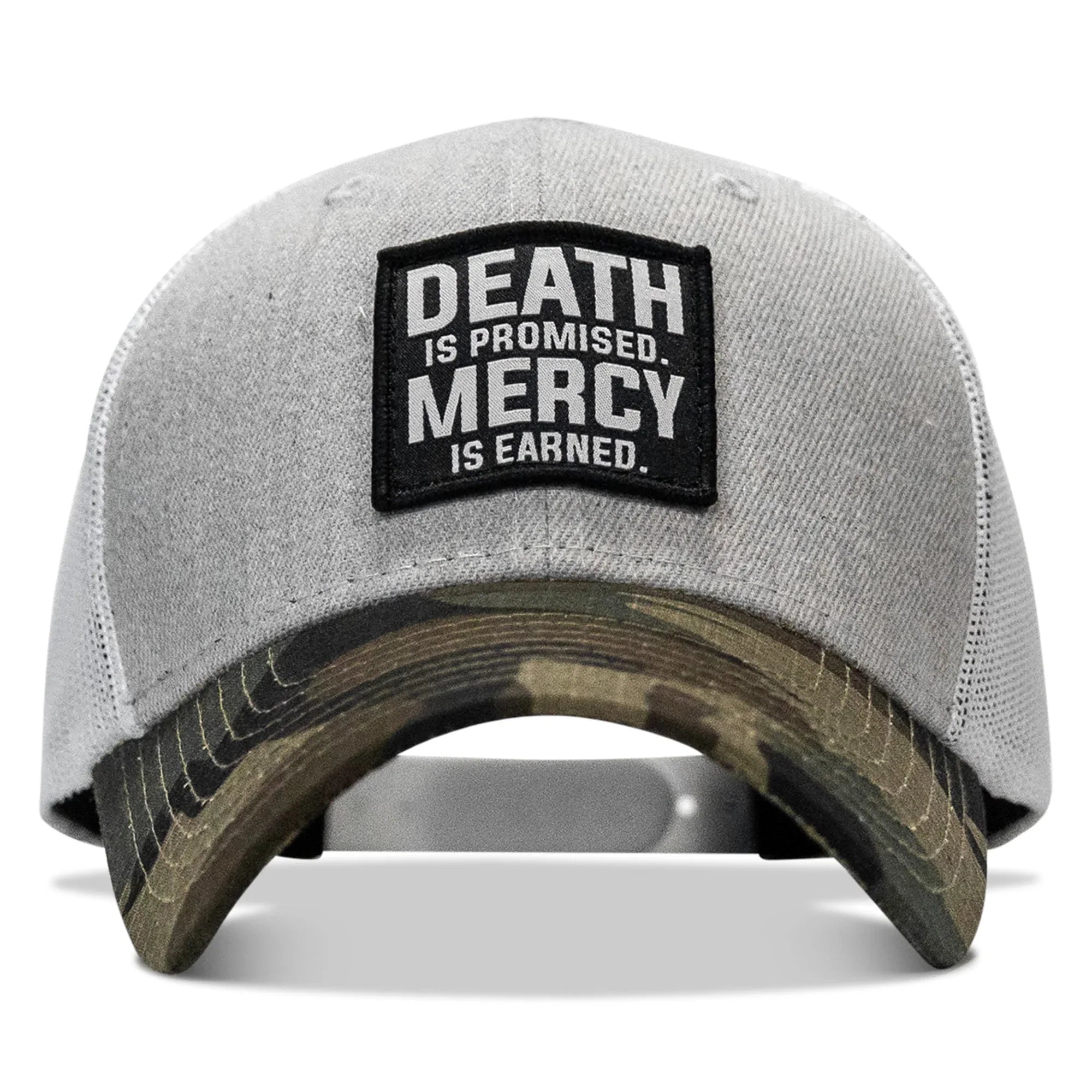 Death Is Promised. Mercy Is Earned Patch Snapback Hat - Combat Iron Apparel Co.