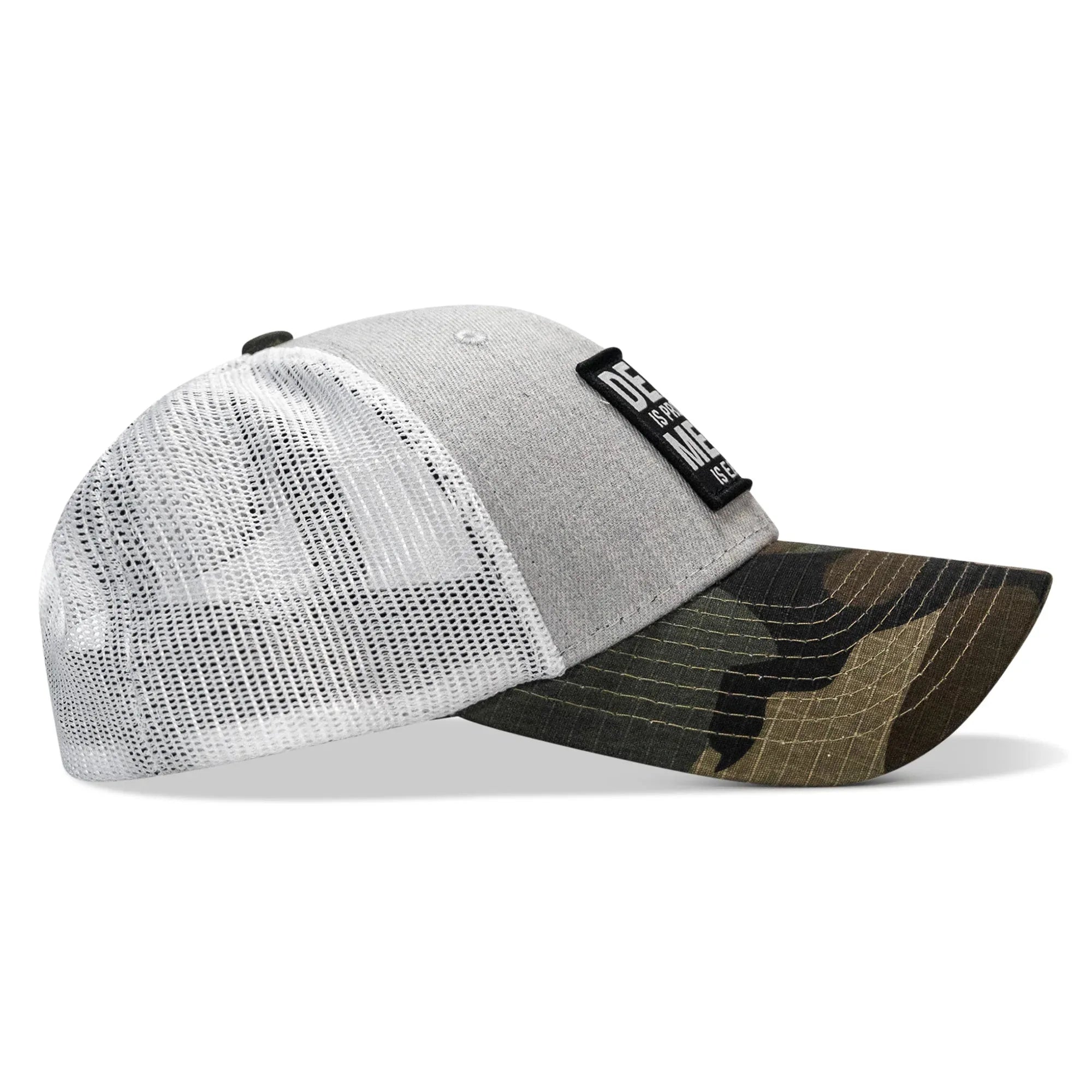 Death Is Promised. Mercy Is Earned Patch Snapback Hat - Combat Iron Apparel Co.