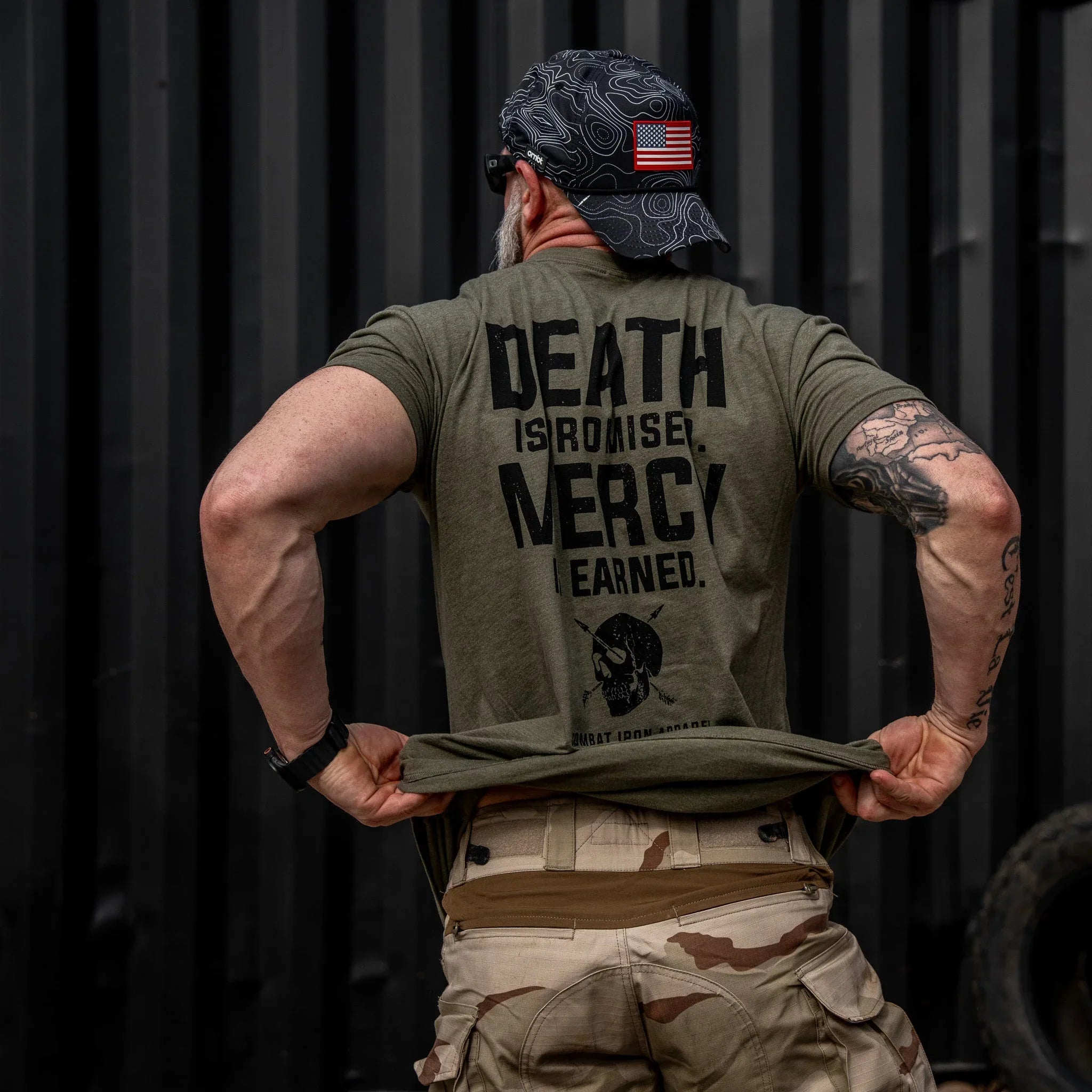 Death Is Promised. Mercy Is Earned Men's T-Shirt - Combat Iron Apparel Co.