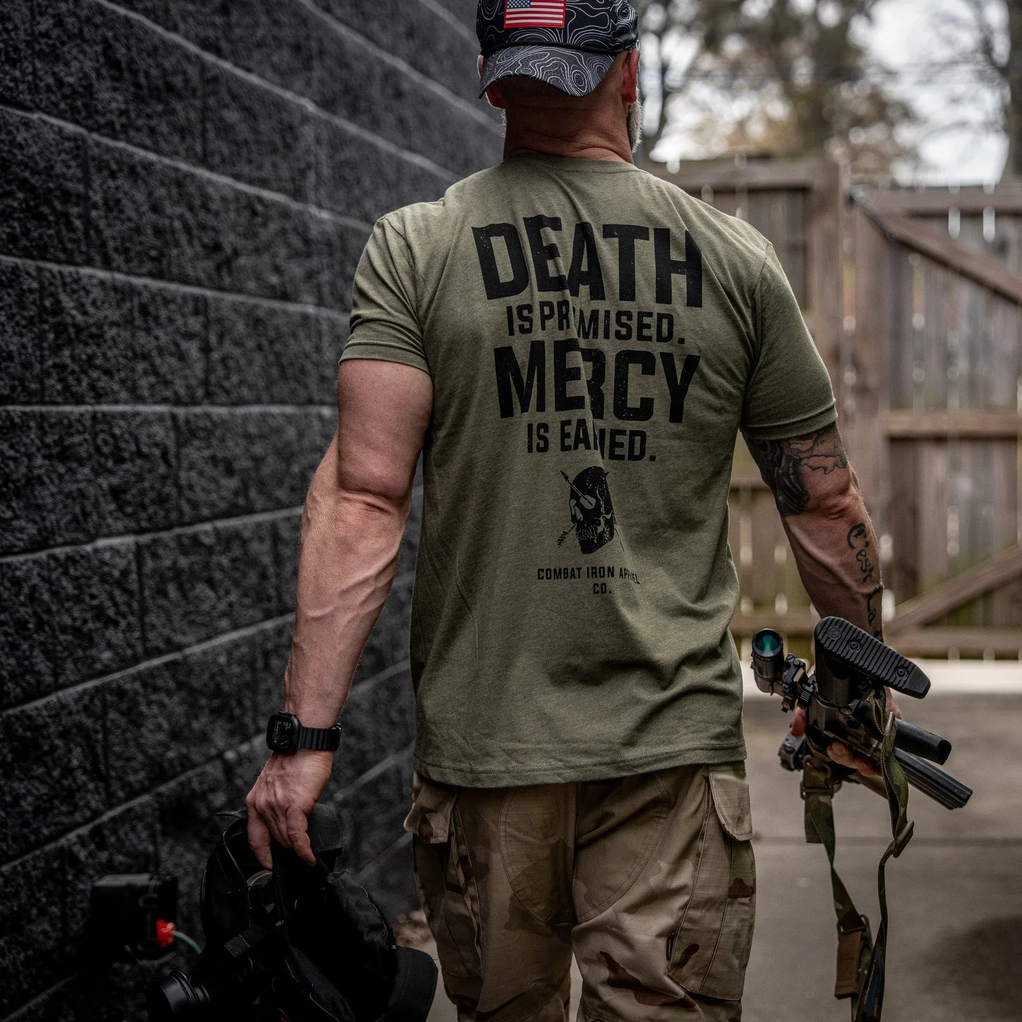 Death Is Promised. Mercy Is Earned Men's T-Shirt - Combat Iron Apparel Co.