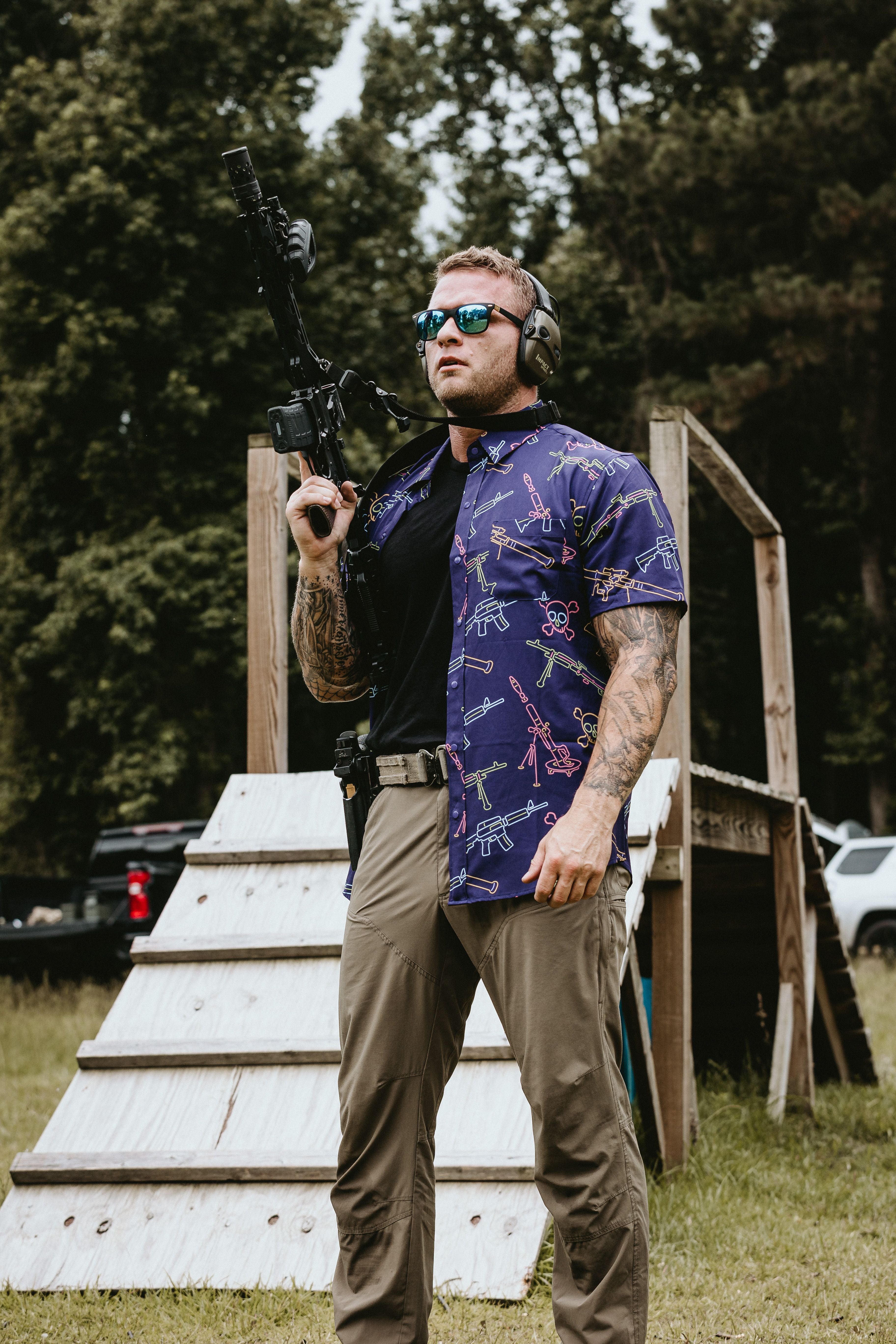 Neon Lights & Gun Fights Button-up - Savage Tacticians