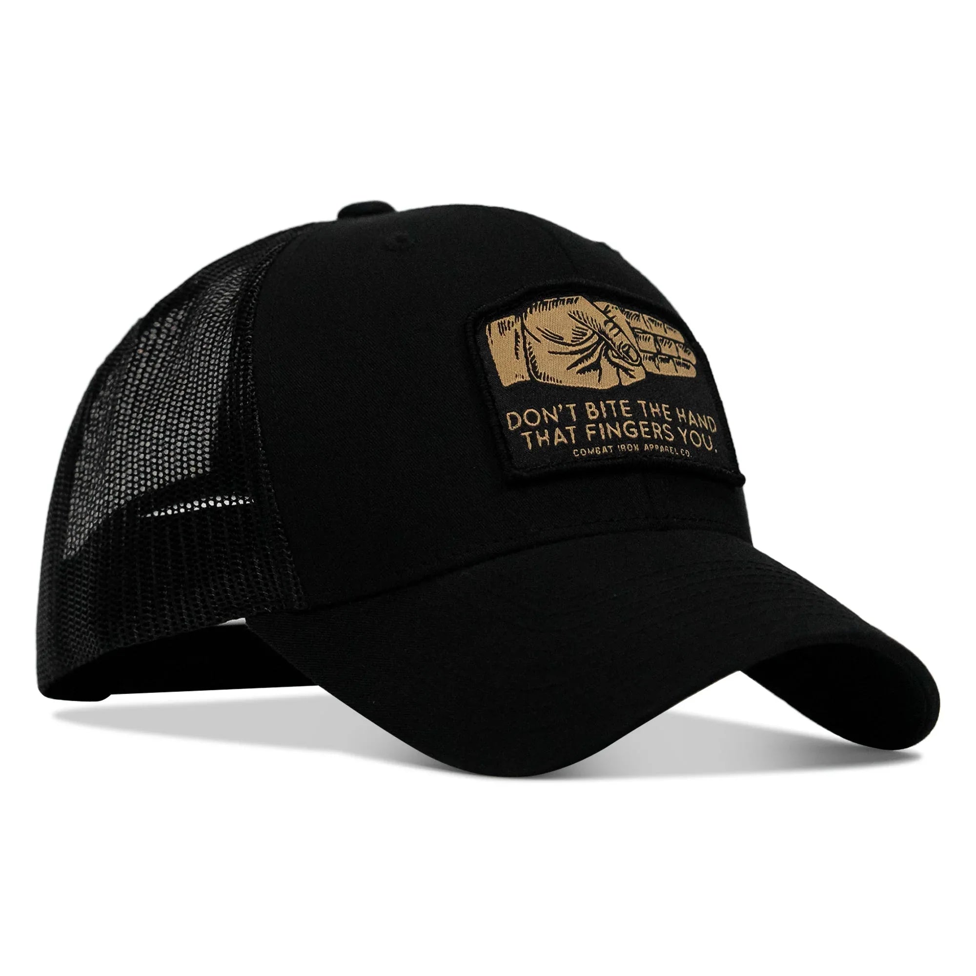 Don't Bite The Hand That Fingers you Patch Snapback Hat - Combat Iron Apparel Co.