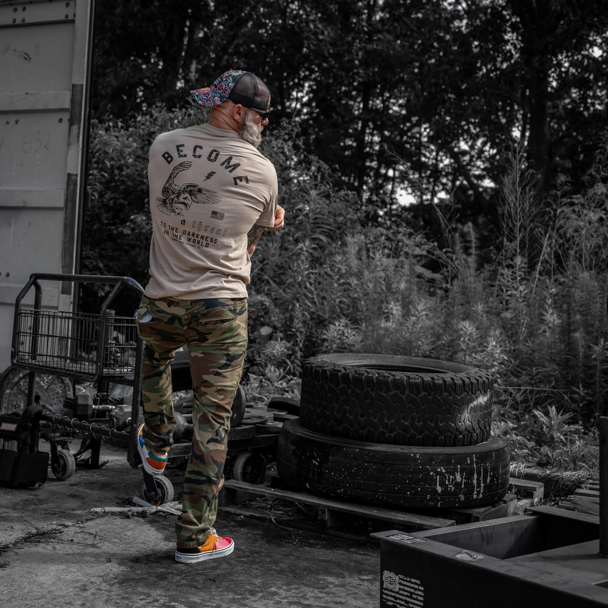 Become A Threat To The Darkness Men's T-Shirt - Combat Iron Apparel Co.