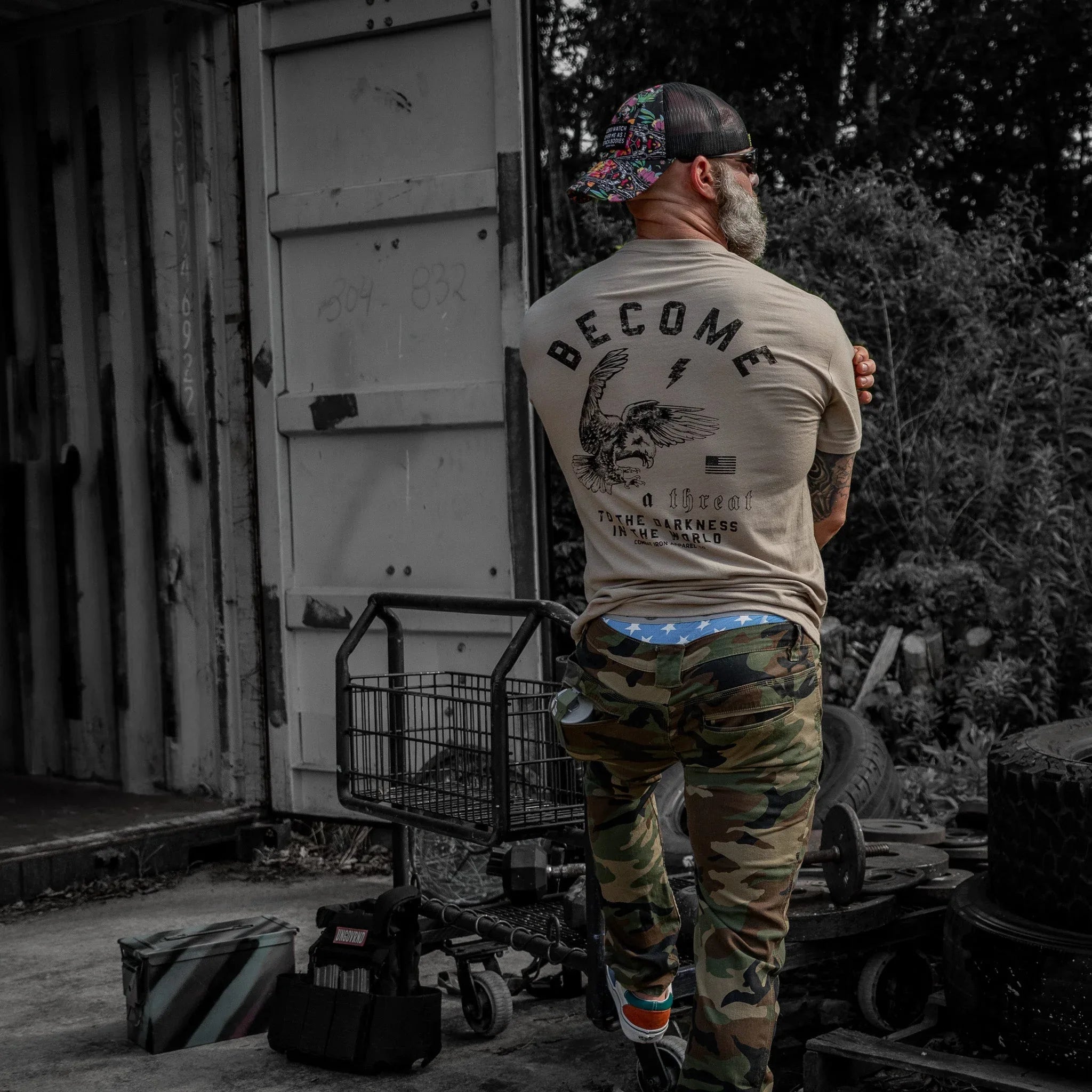 Become A Threat To The Darkness Men's T-Shirt - Combat Iron Apparel Co.