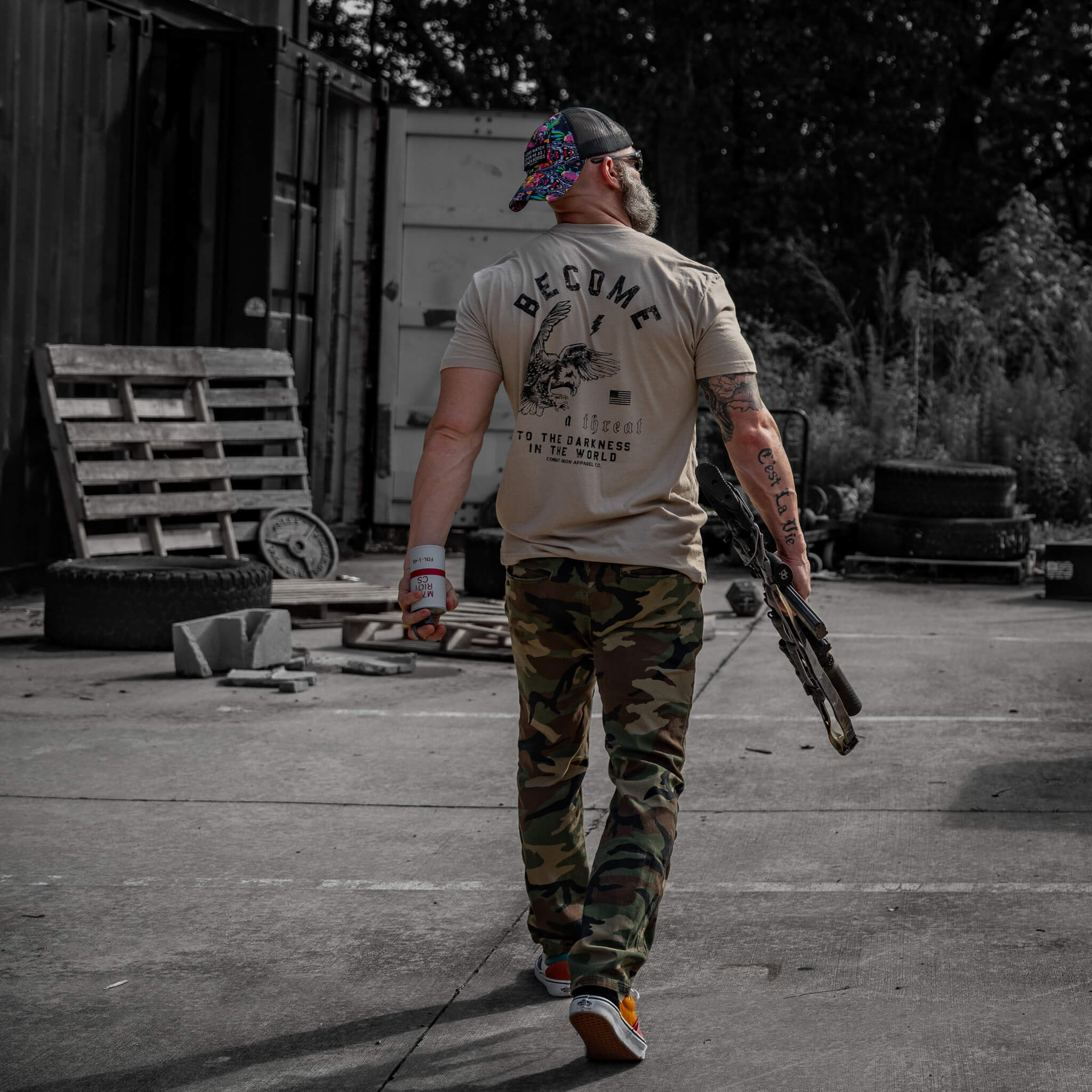 Become A Threat To The Darkness Men's T-Shirt - Combat Iron Apparel Co.