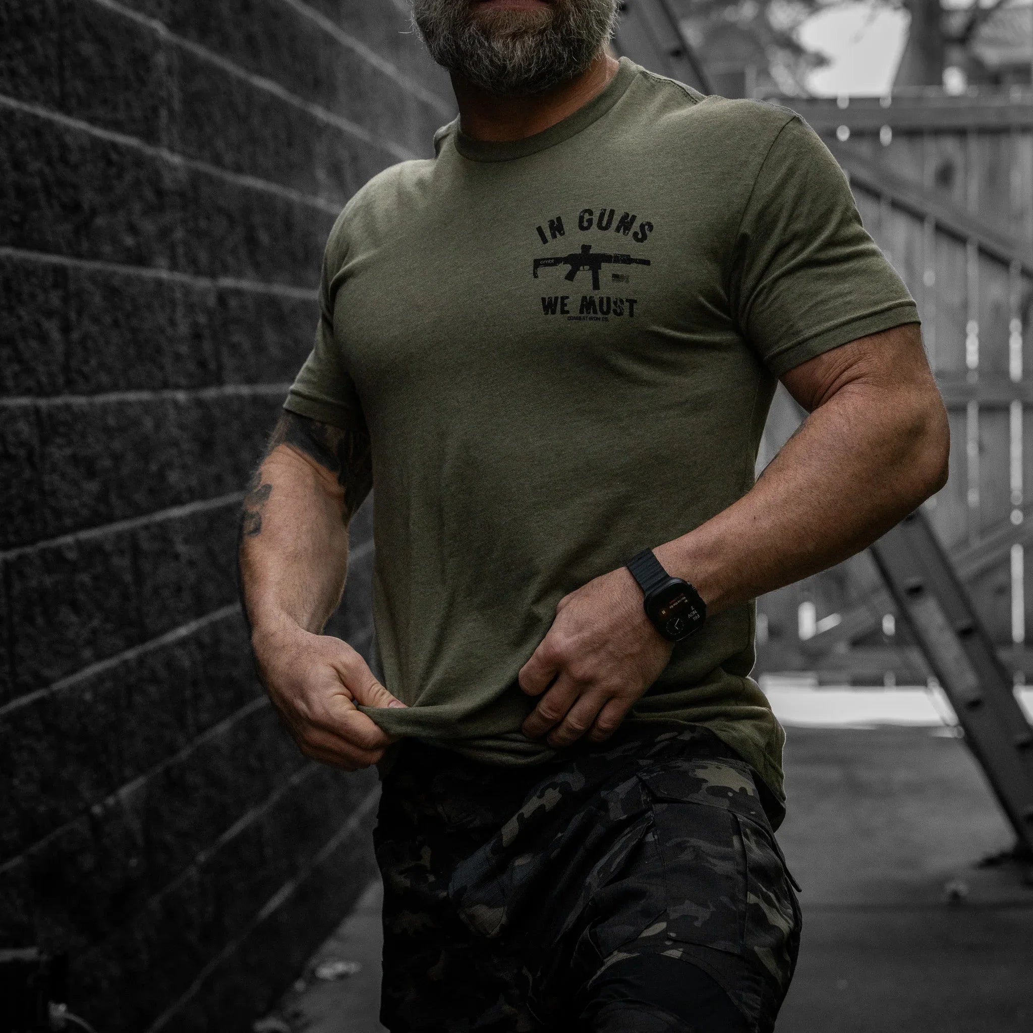 In Guns We Must Men's T-Shirt - Combat Iron Apparel Co.