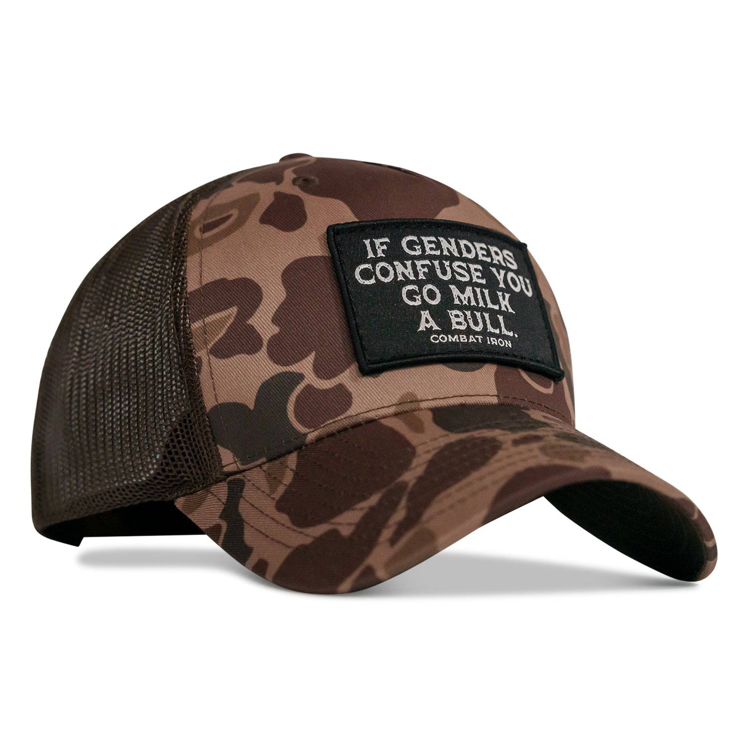 If Genders Confuse You, Go Milk A Bull Patch Snapback Hat - Combat Iron Apparel Co.
