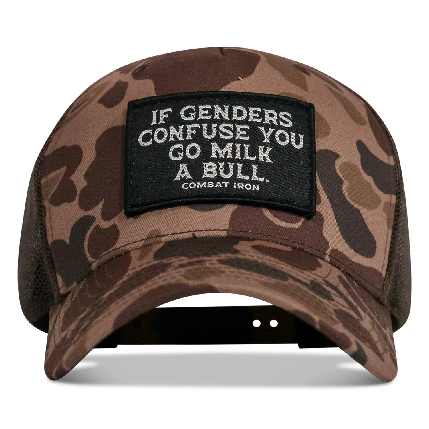 If Genders Confuse You, Go Milk A Bull Patch Snapback Hat - Combat Iron Apparel Co.