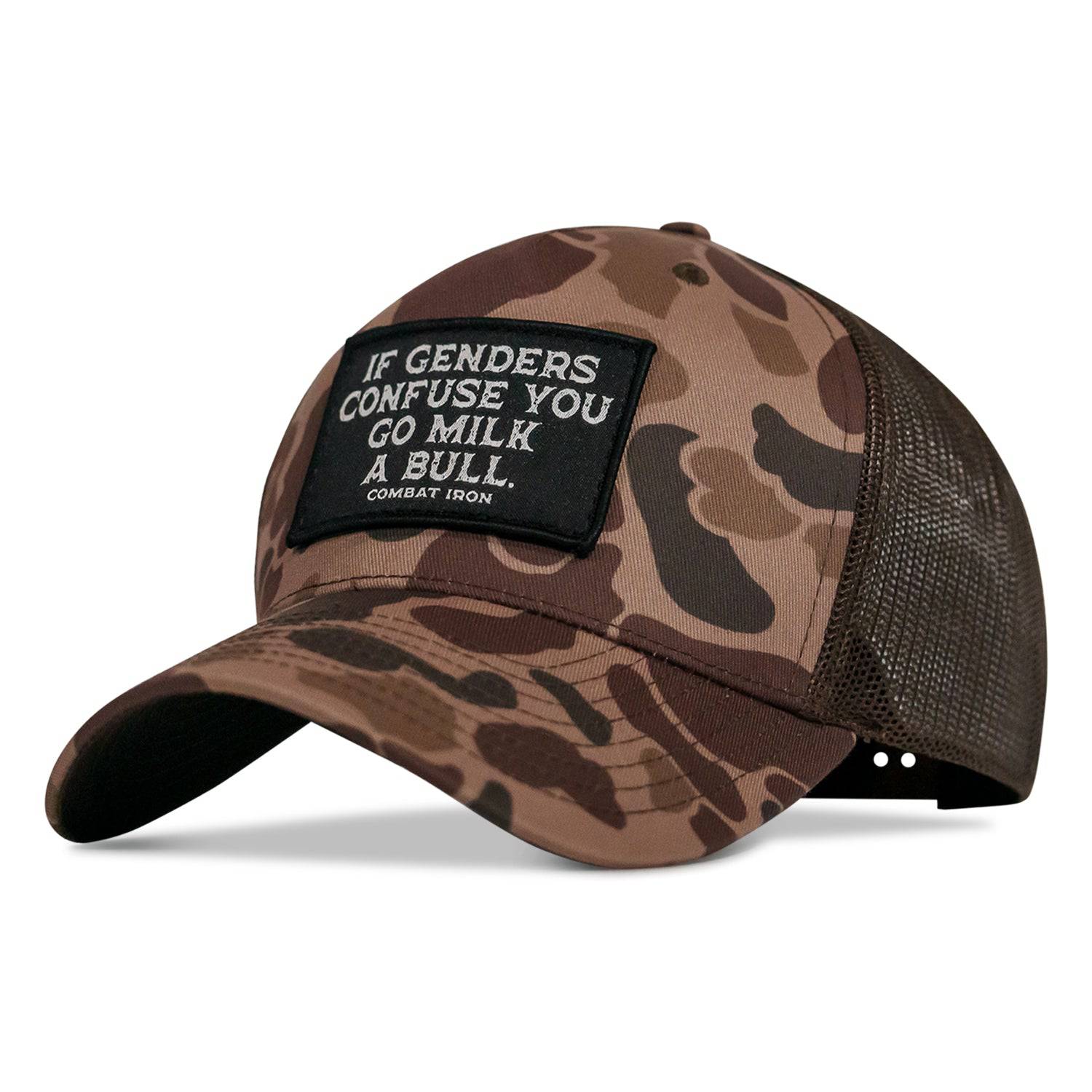 If Genders Confuse You, Go Milk A Bull Patch Snapback Hat - Combat Iron Apparel Co.