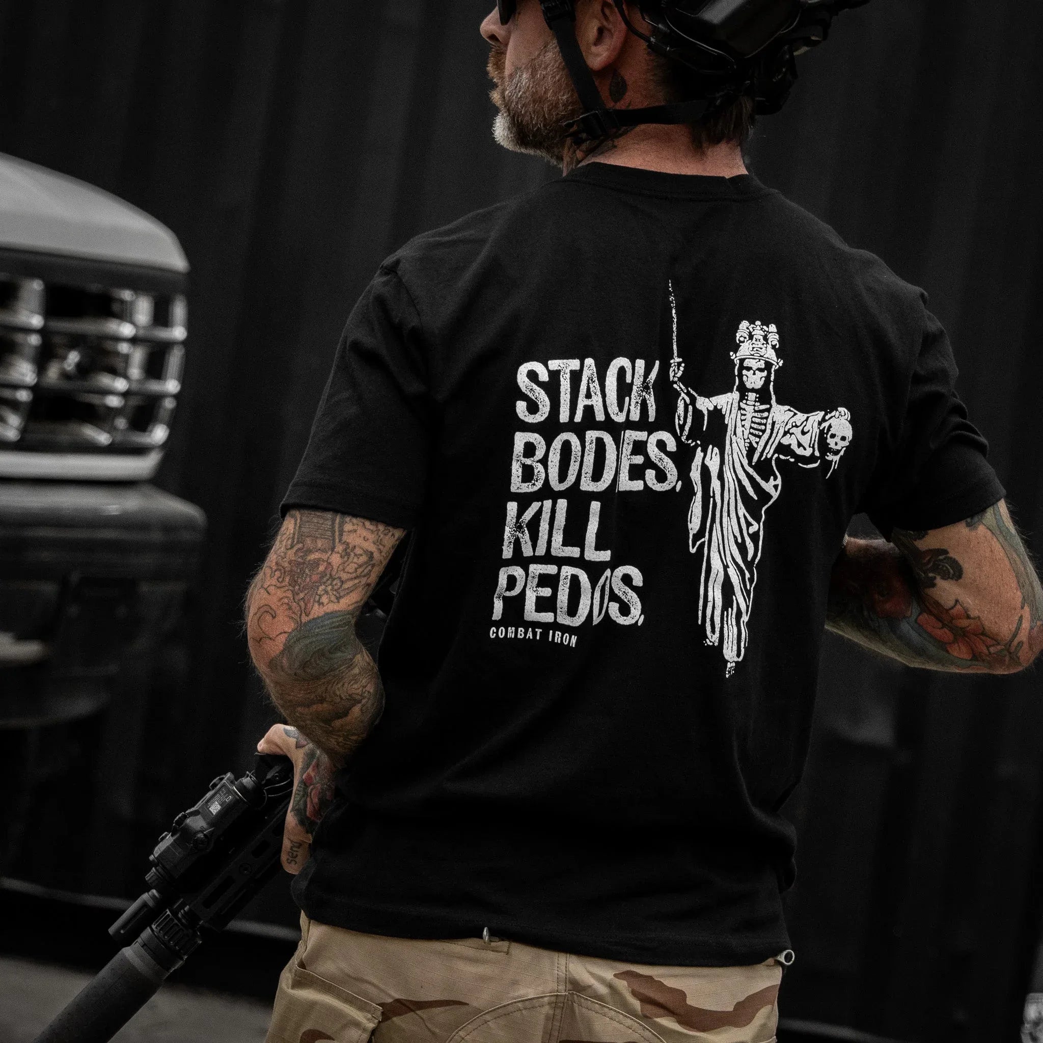Stack Bodies. Kill Pedos. Men's T-Shirt - Combat Iron Apparel Co.