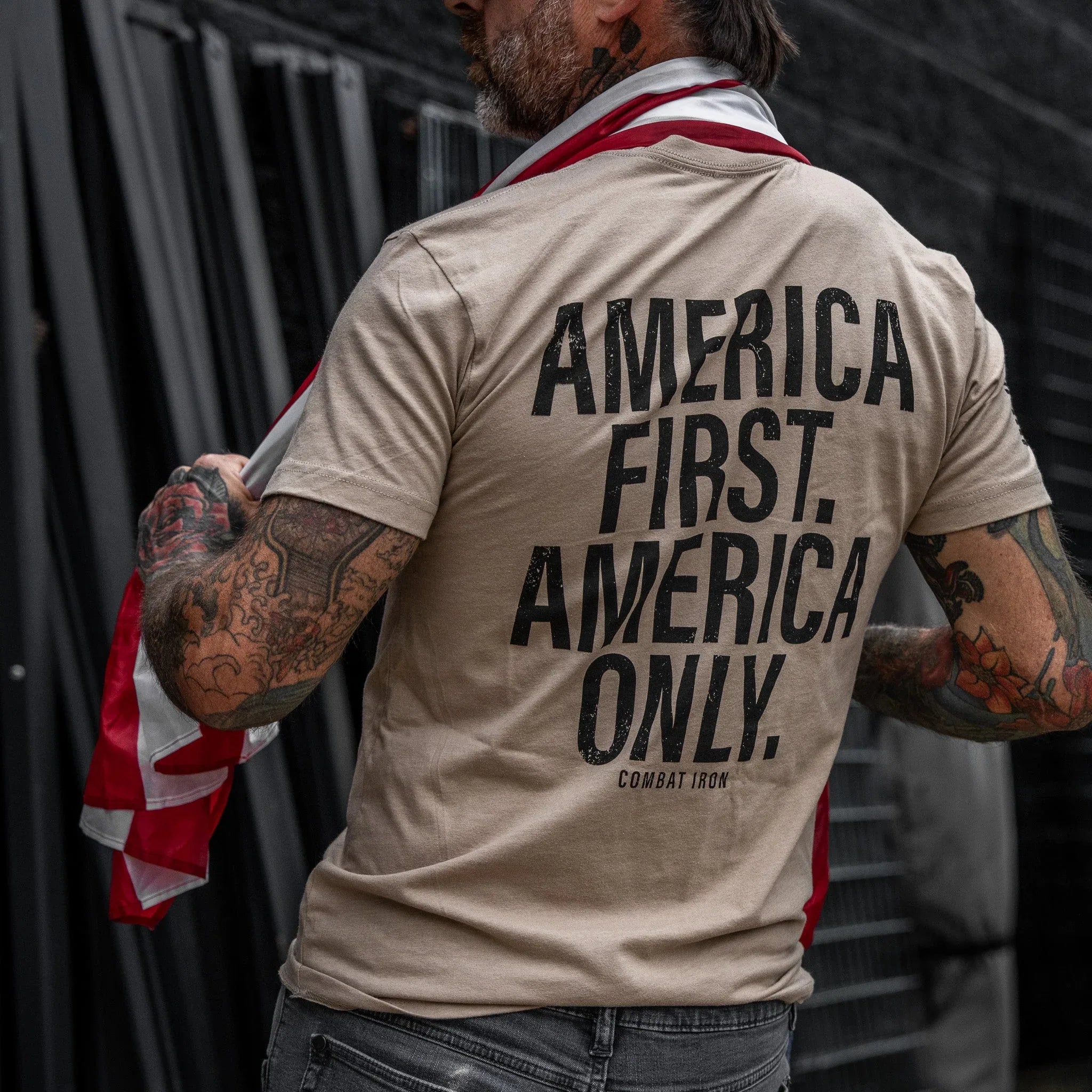 America First. American Only. Men's T-Shirt - Combat Iron Apparel Co.