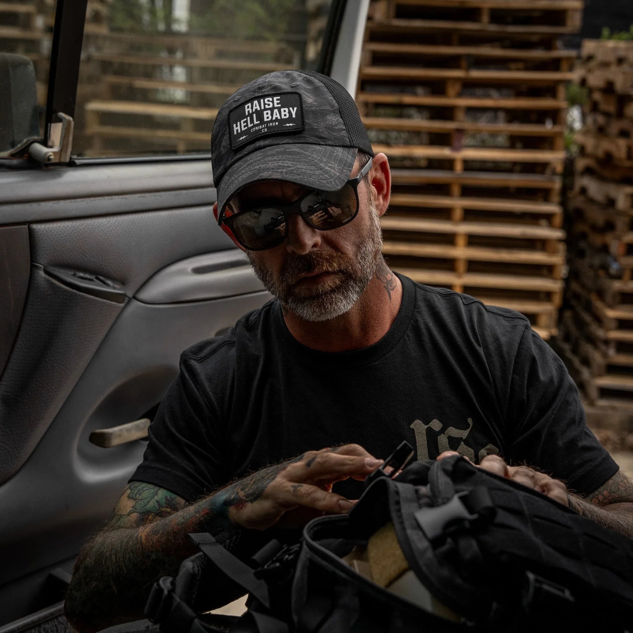 Raise Hell Baby Patch Tactical Ripstop Mesh Snapback Hat - Combat Iron Apparel Co.