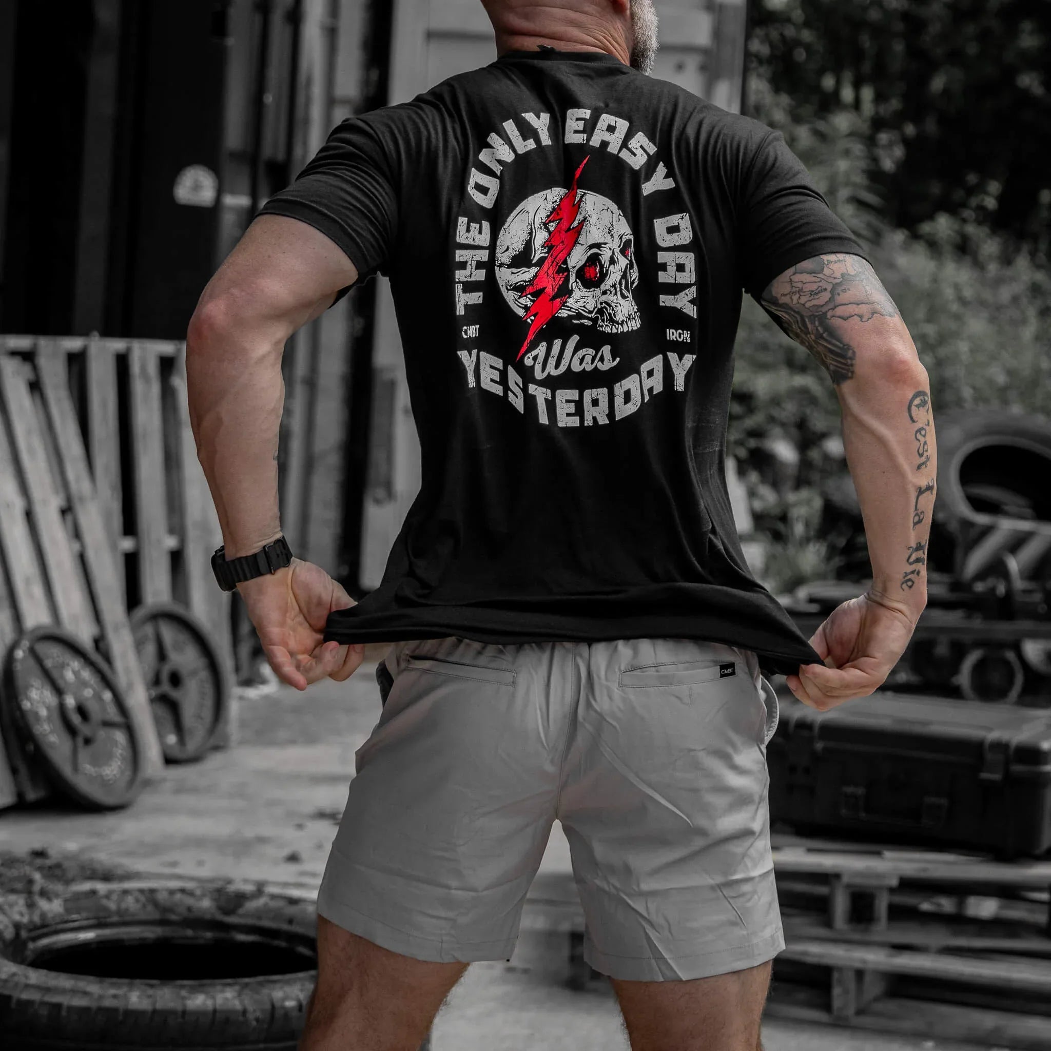 Only Easy Day Was Yesterday Skull Men's T-Shirt - Combat Iron Apparel Co.