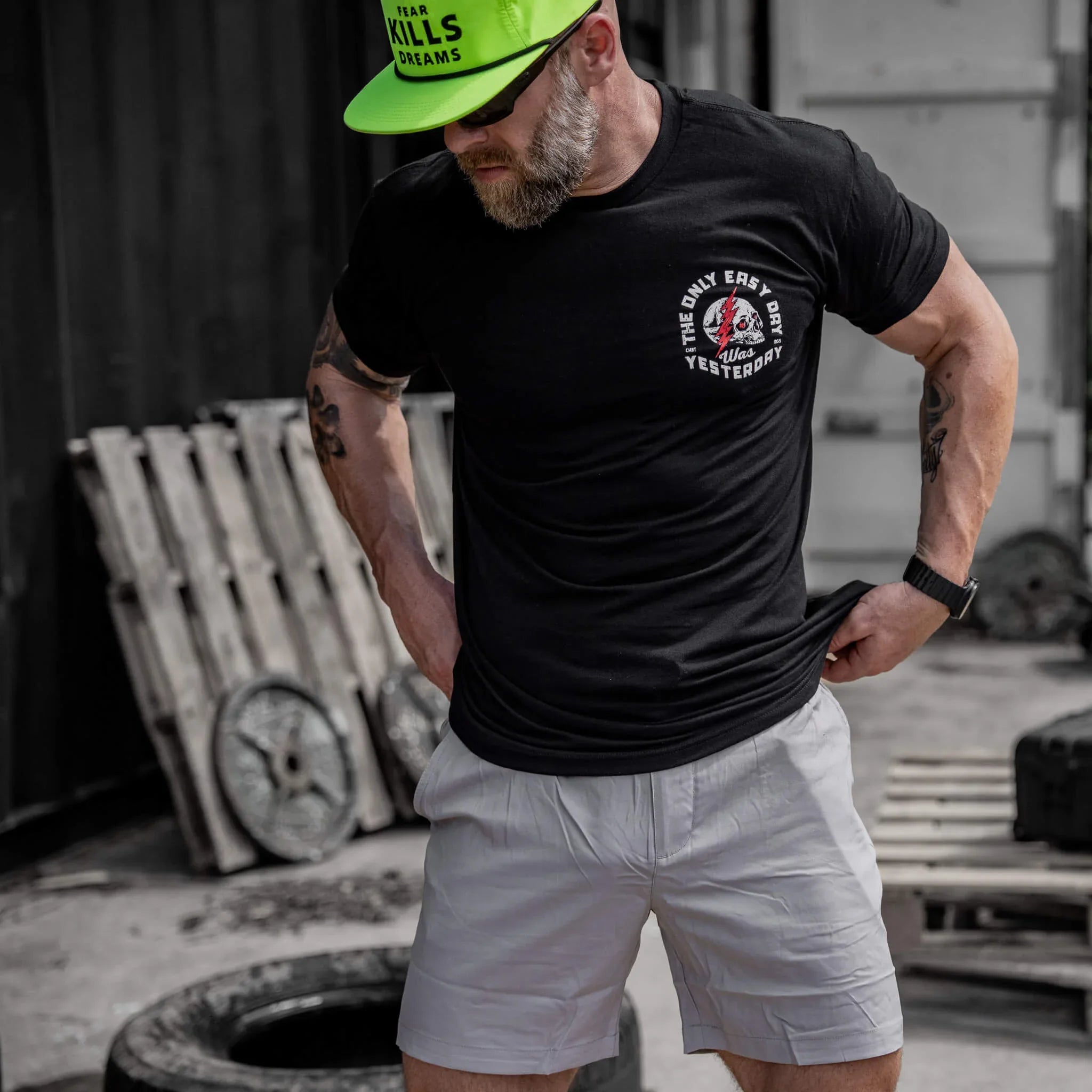 Only Easy Day Was Yesterday Skull Men's T-Shirt - Combat Iron Apparel Co.