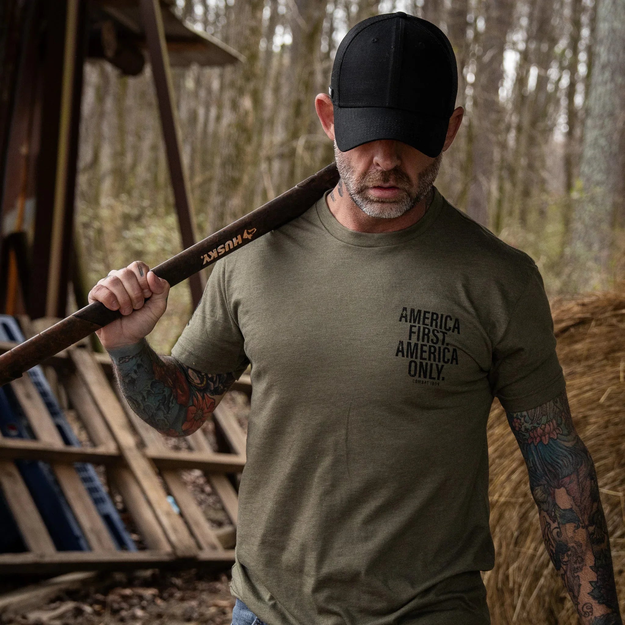 America First. American Only. Men's T-Shirt - Combat Iron Apparel Co.