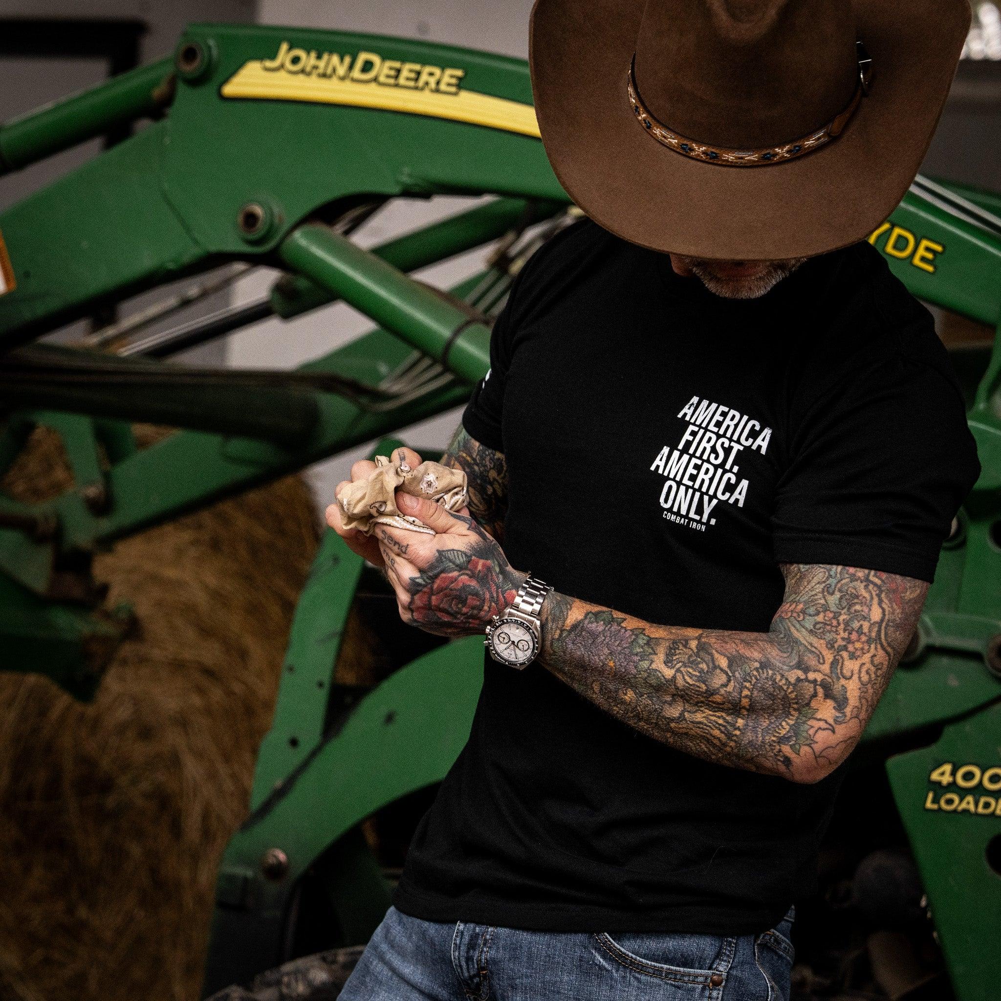 America First. American Only. Men's T-Shirt - Combat Iron Apparel Co.