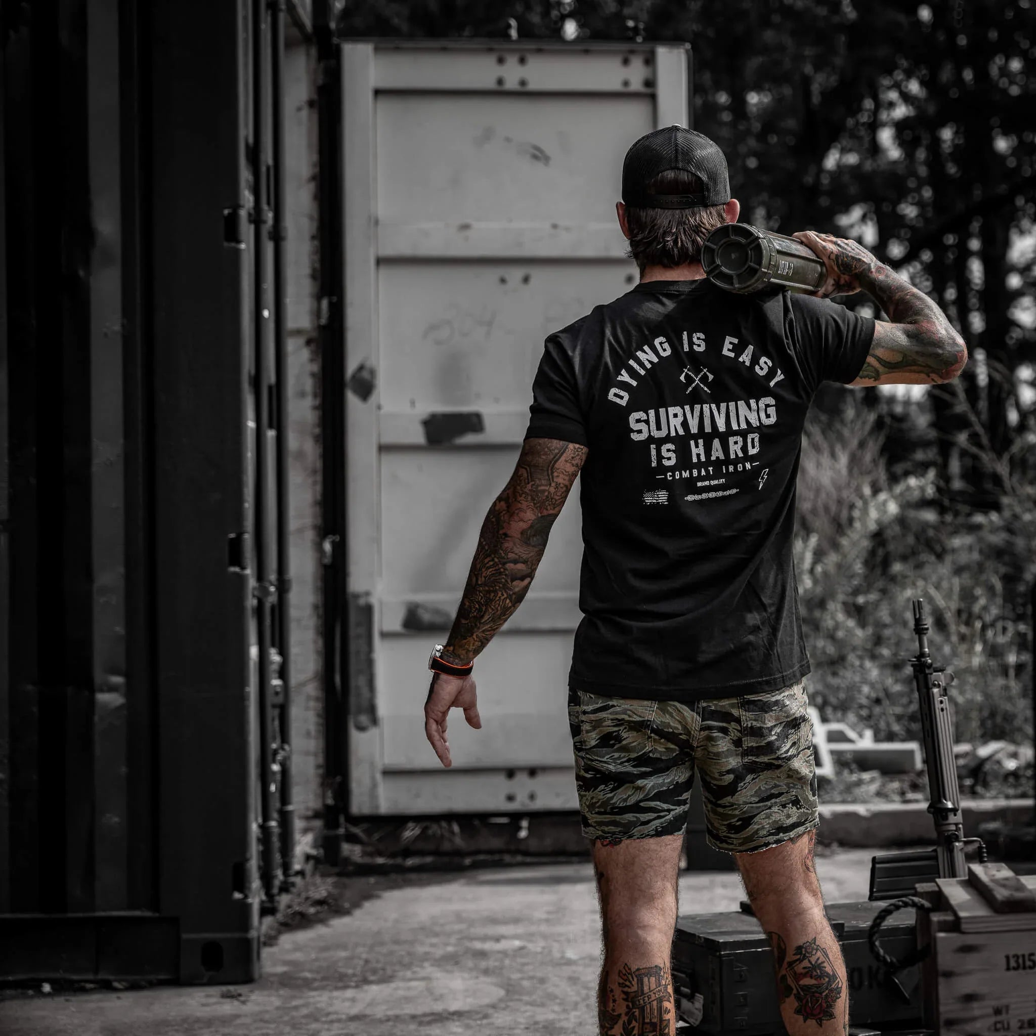 Dying is Easy. Surviving Is Hard Men's T-Shirt - Combat Iron Apparel Co.