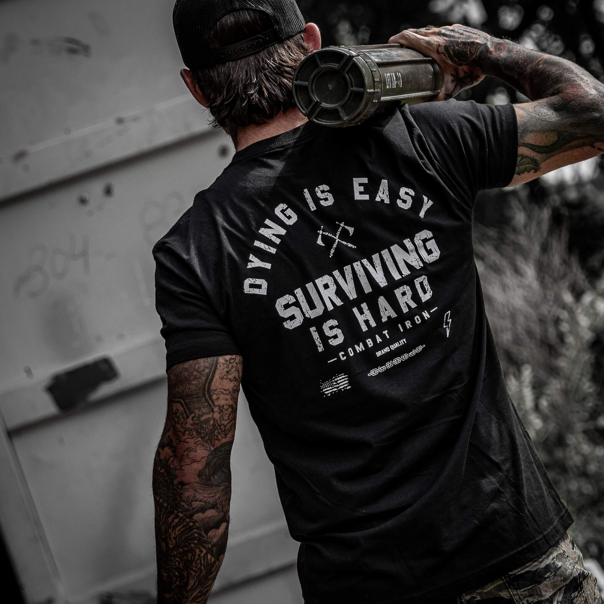Dying is Easy. Surviving Is Hard Men's T-Shirt - Combat Iron Apparel Co.