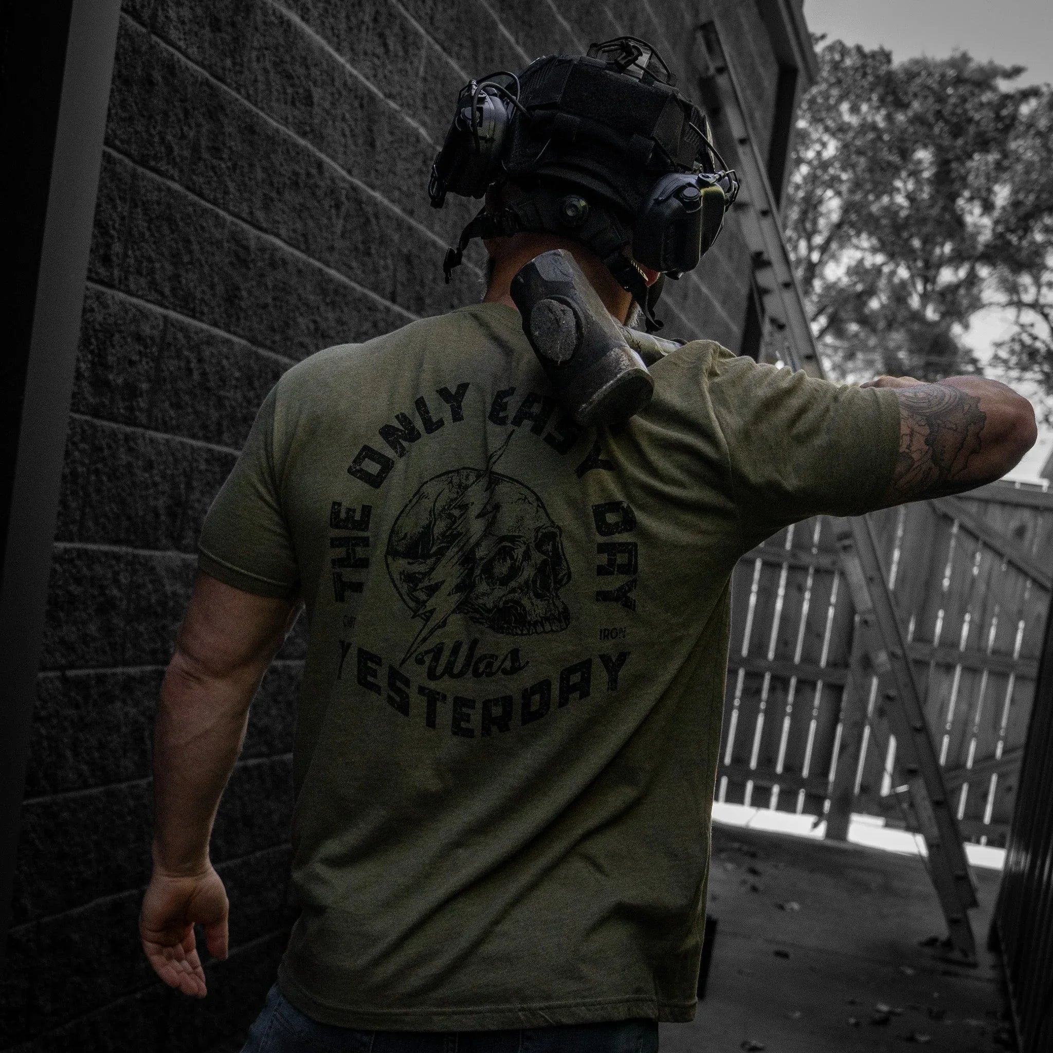 Only Easy Day Was Yesterday Skull Men's T-Shirt - Combat Iron Apparel Co.