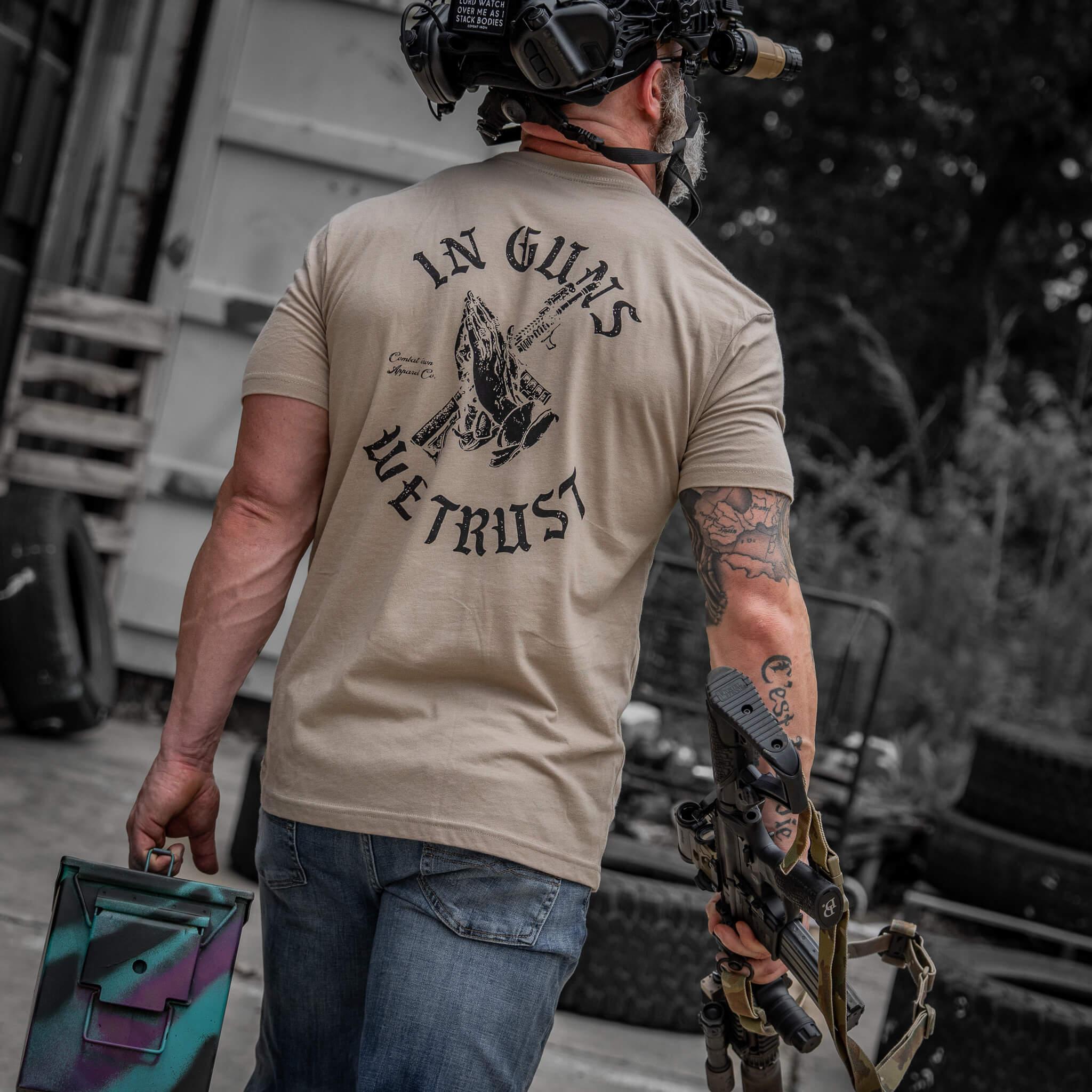 In Guns We Trust Men's T-Shirt - Combat Iron Apparel Co.