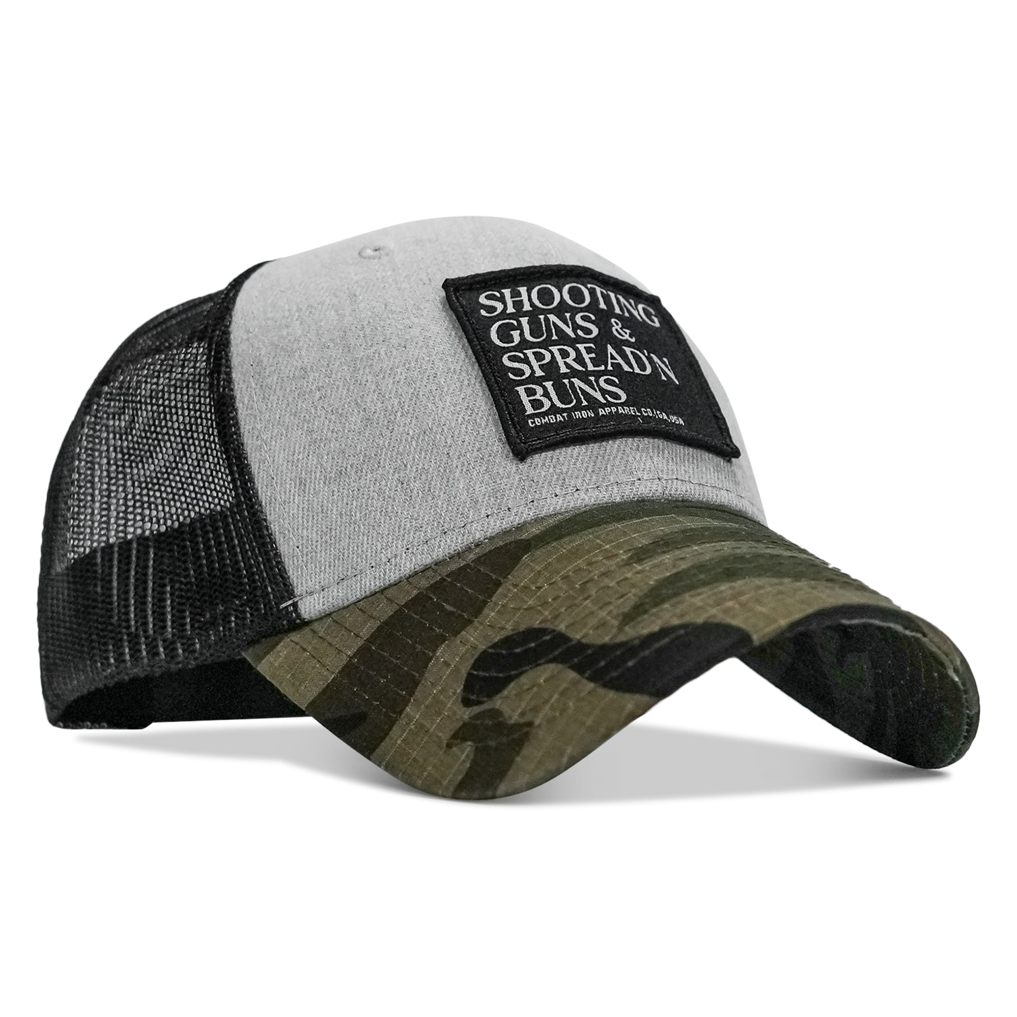 Shooting Guns & Spread'n Buns Patch Snapback Hat - Combat Iron Apparel Co.