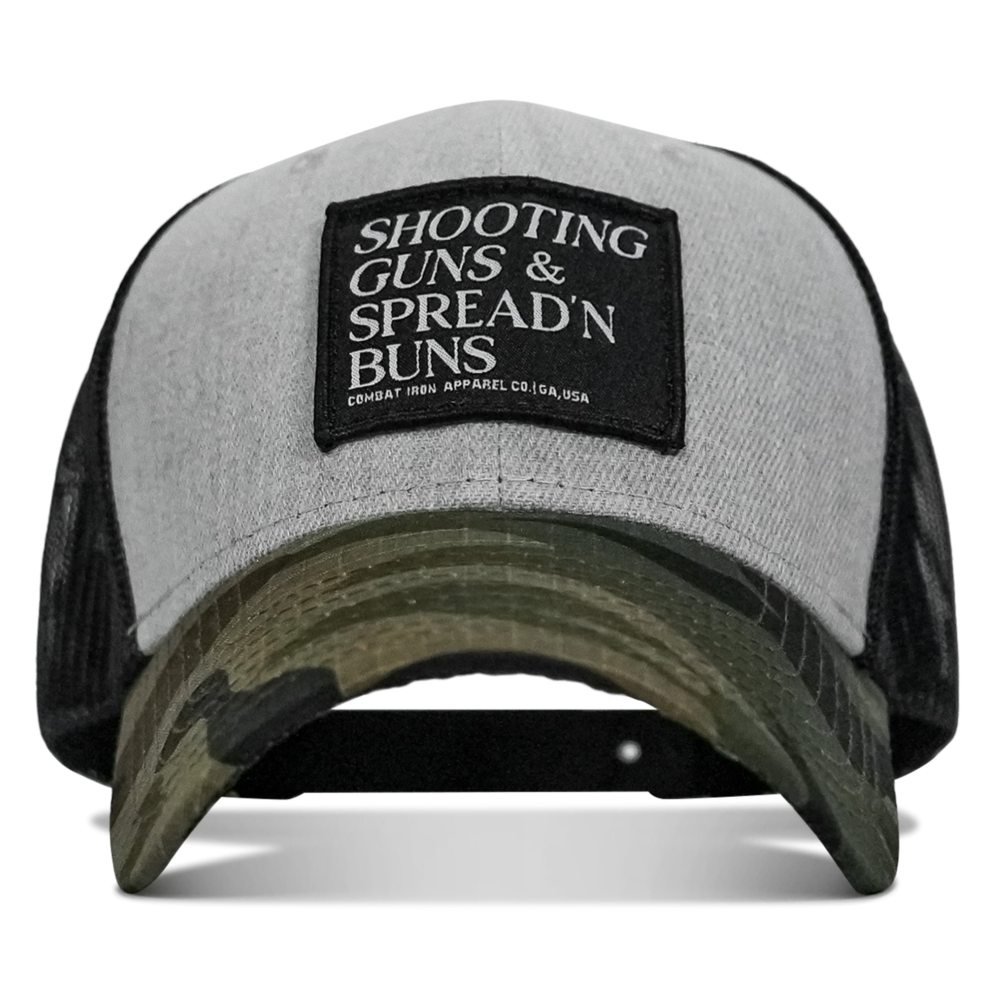 Shooting Guns & Spread'n Buns Patch Snapback Hat - Combat Iron Apparel Co.
