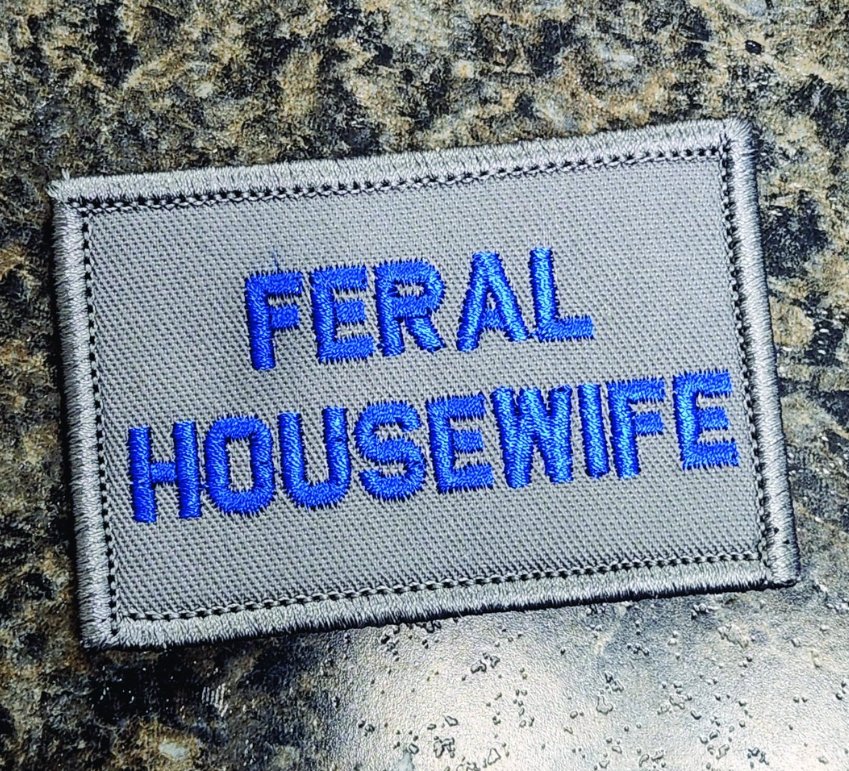 As Seen on Socials - Feral Housewife - 2x3 Patch - Gray w/Blue