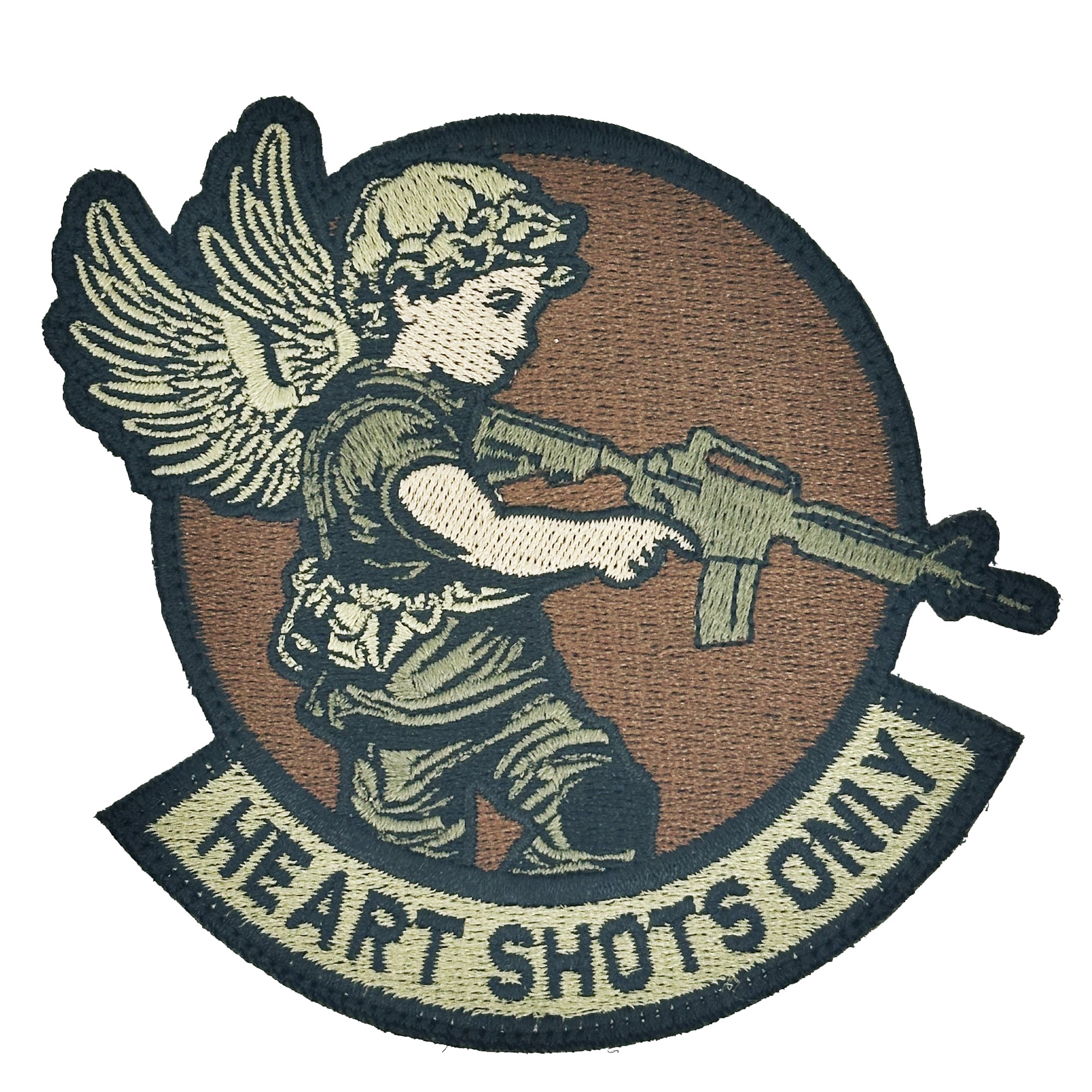 February 2024 POTM - Heart Shots Only - Cupid with AR15 Rifle 4" Patch OCP THEME