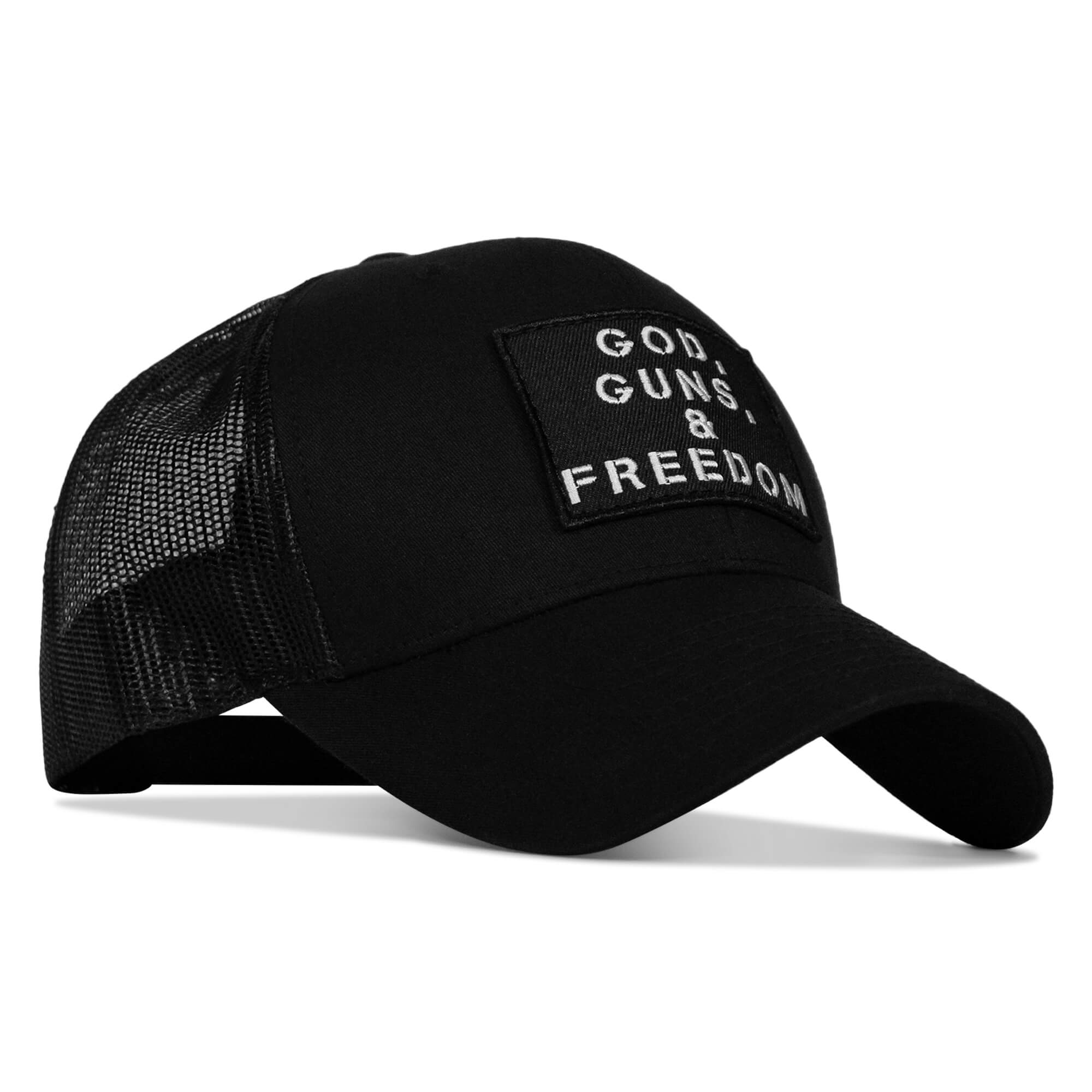 God, Guns, And Freedom Patch Mid-Profile Mesh Snapback Hat - Combat Iron Apparel Co.