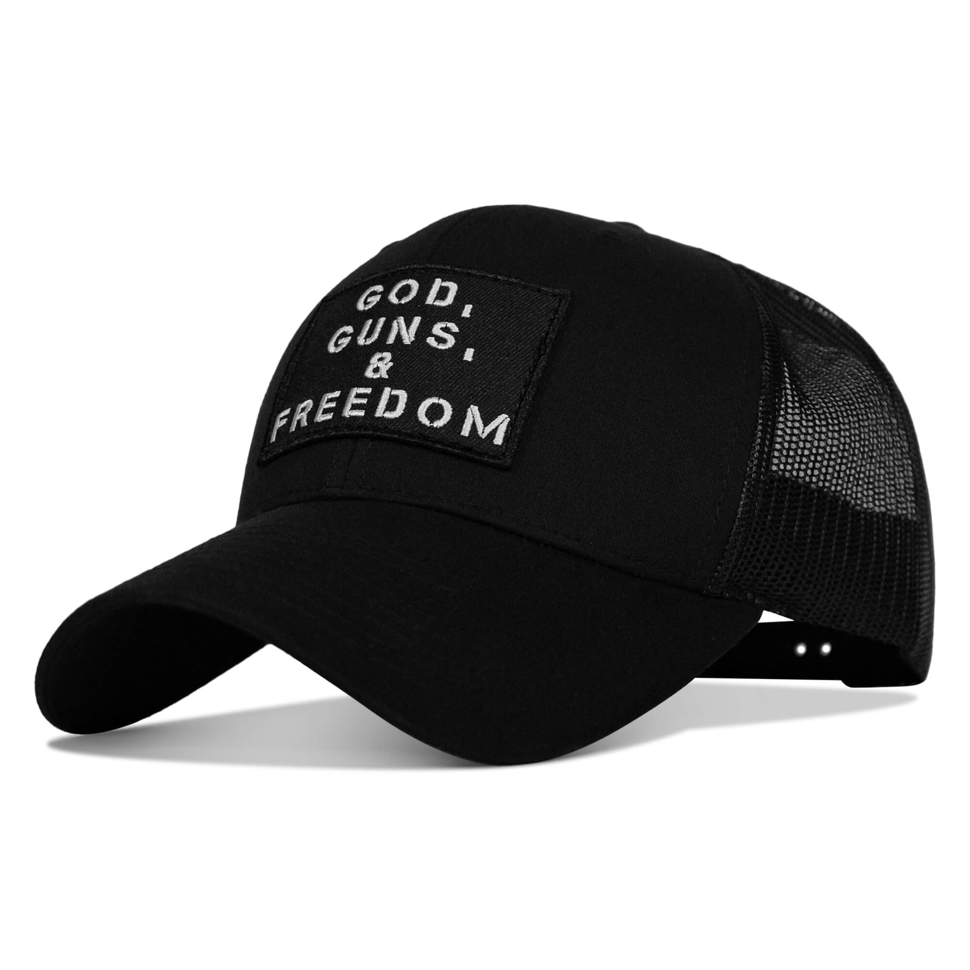God, Guns, And Freedom Patch Mid-Profile Mesh Snapback Hat - Combat Iron Apparel Co.