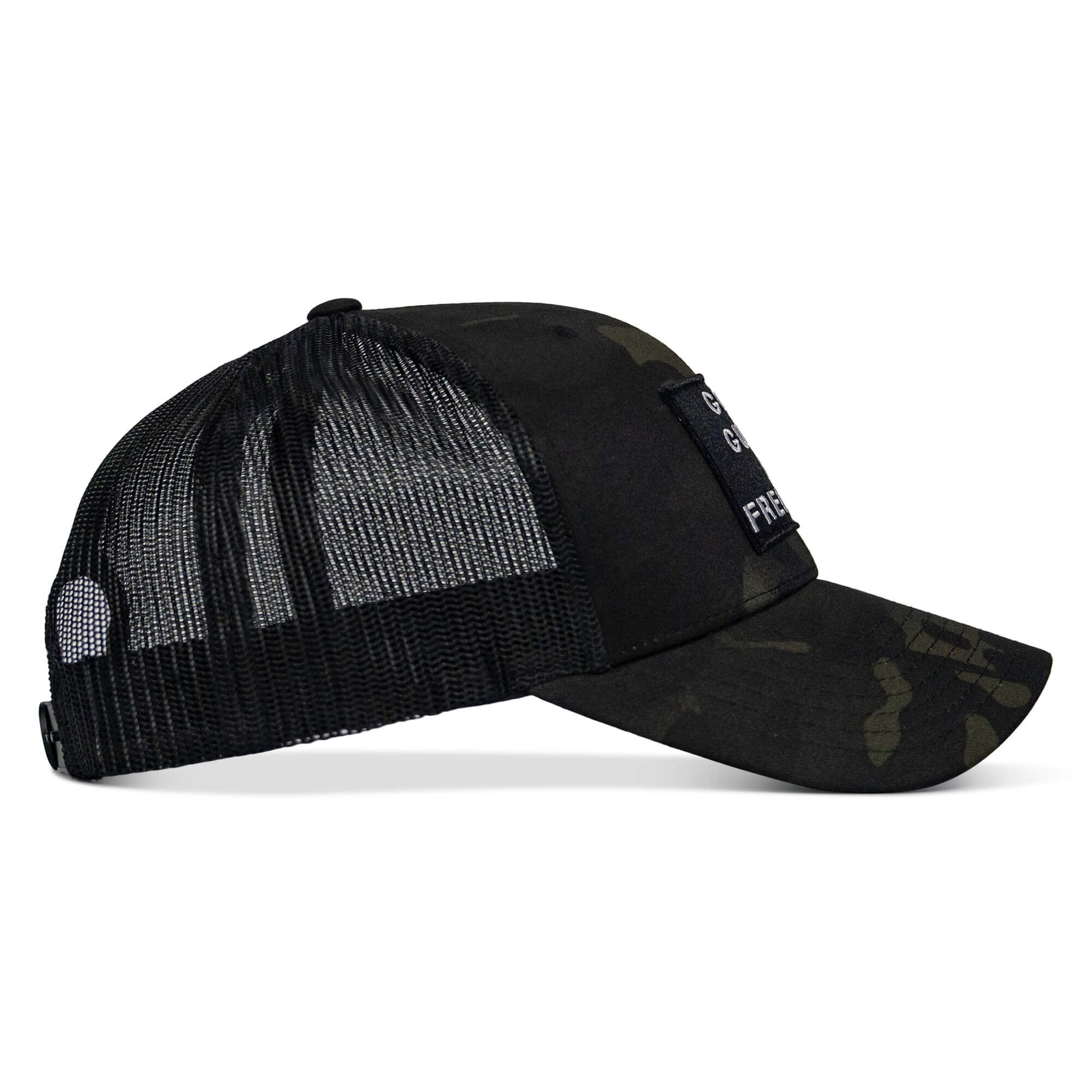 God, Guns, And Freedom Patch Mid-Profile Mesh Snapback Hat - Combat Iron Apparel Co.