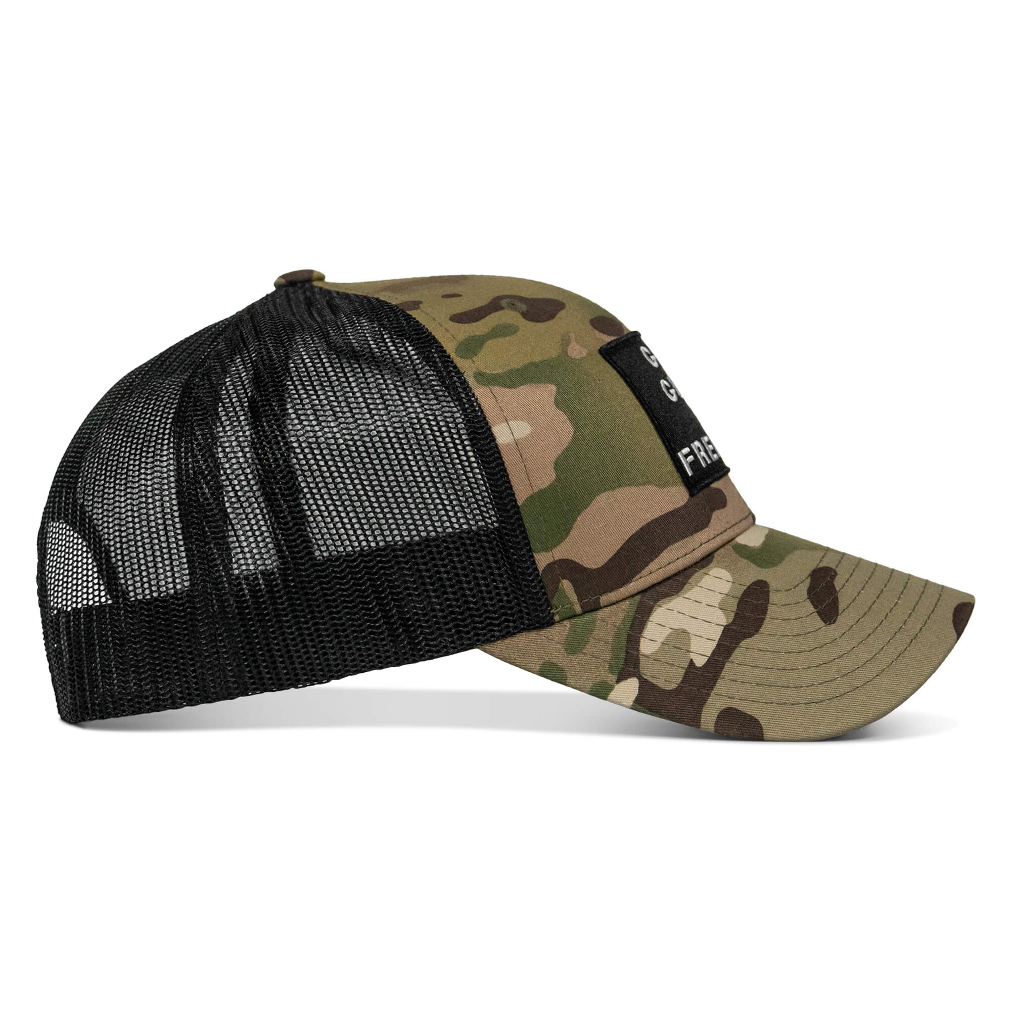 God, Guns, And Freedom Patch Mid-Profile Mesh Snapback Hat - Combat Iron Apparel Co.