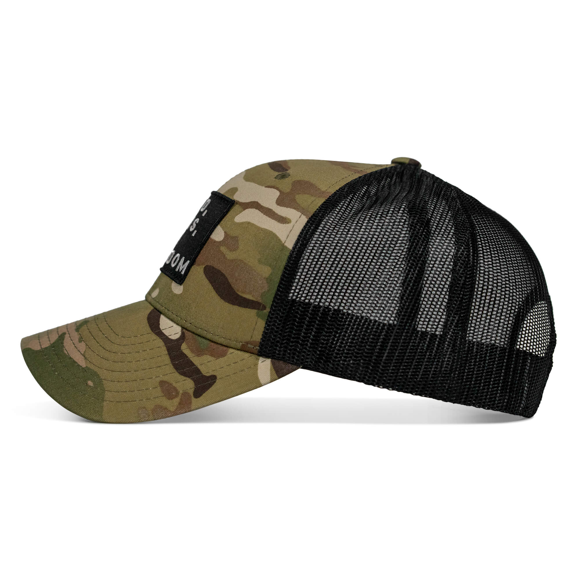 God, Guns, And Freedom Patch Mid-Profile Mesh Snapback Hat - Combat Iron Apparel Co.