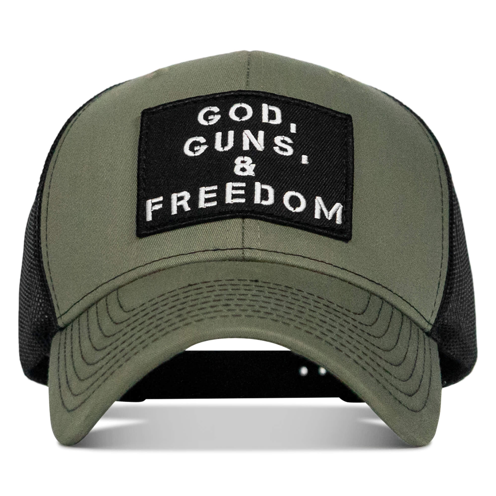 God, Guns, And Freedom Patch Mid-Profile Mesh Snapback Hat - Combat Iron Apparel Co.