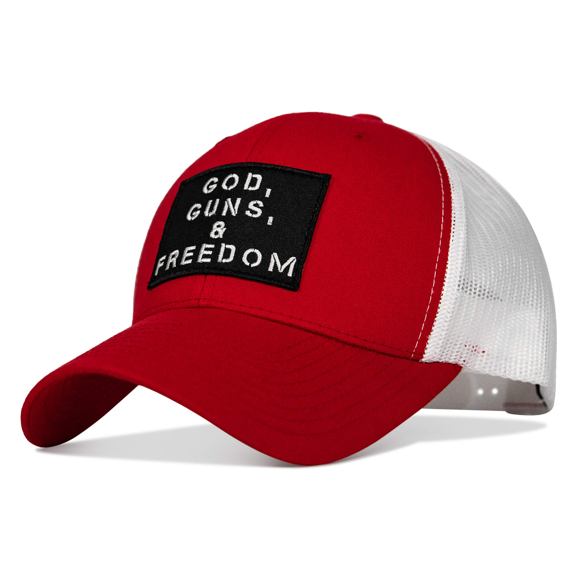 God, Guns, And Freedom Patch Mid-Profile Mesh Snapback Hat - Combat Iron Apparel Co.
