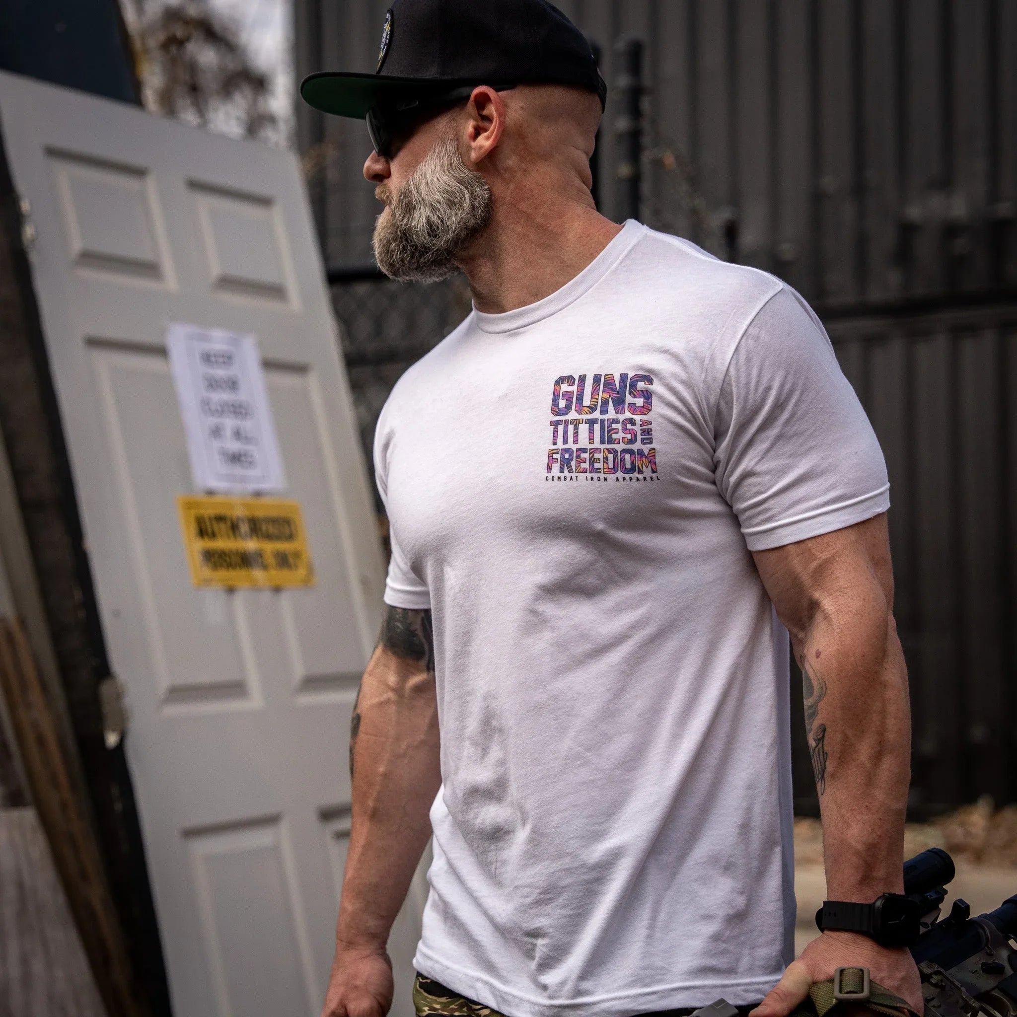 Guns, Titties And Freedom Men's T-Shirt - Combat Iron Apparel Co.