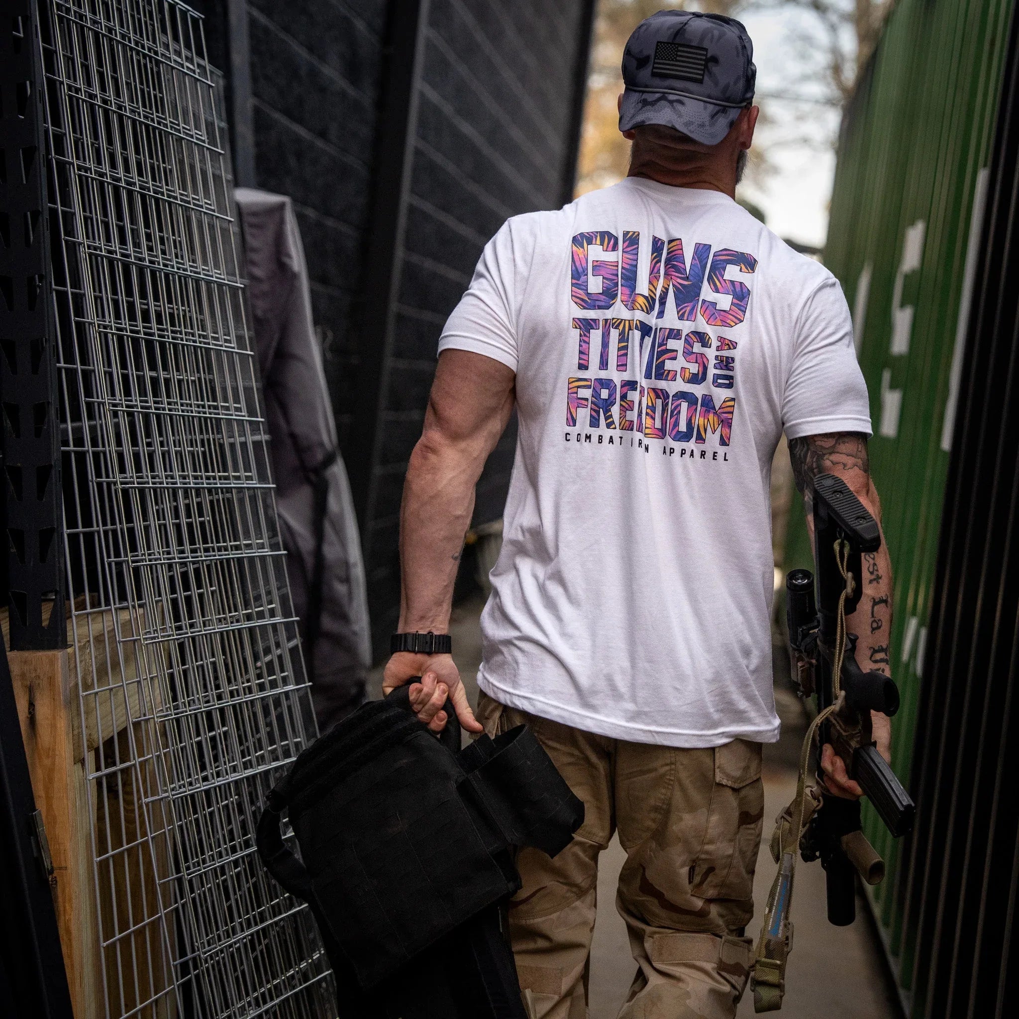 Guns, Titties And Freedom Men's T-Shirt - Combat Iron Apparel Co.