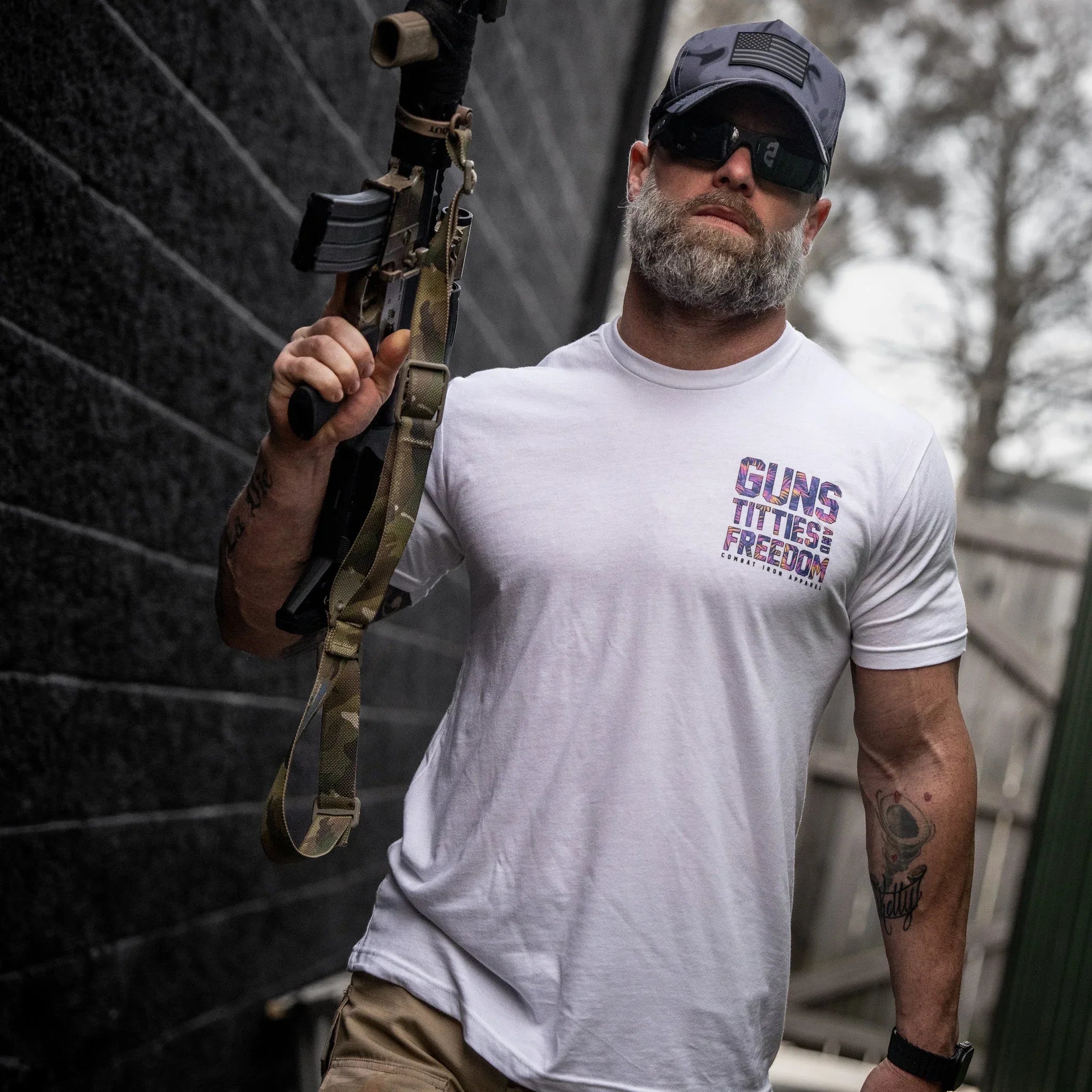 Guns, Titties And Freedom Men's T-Shirt - Combat Iron Apparel Co.