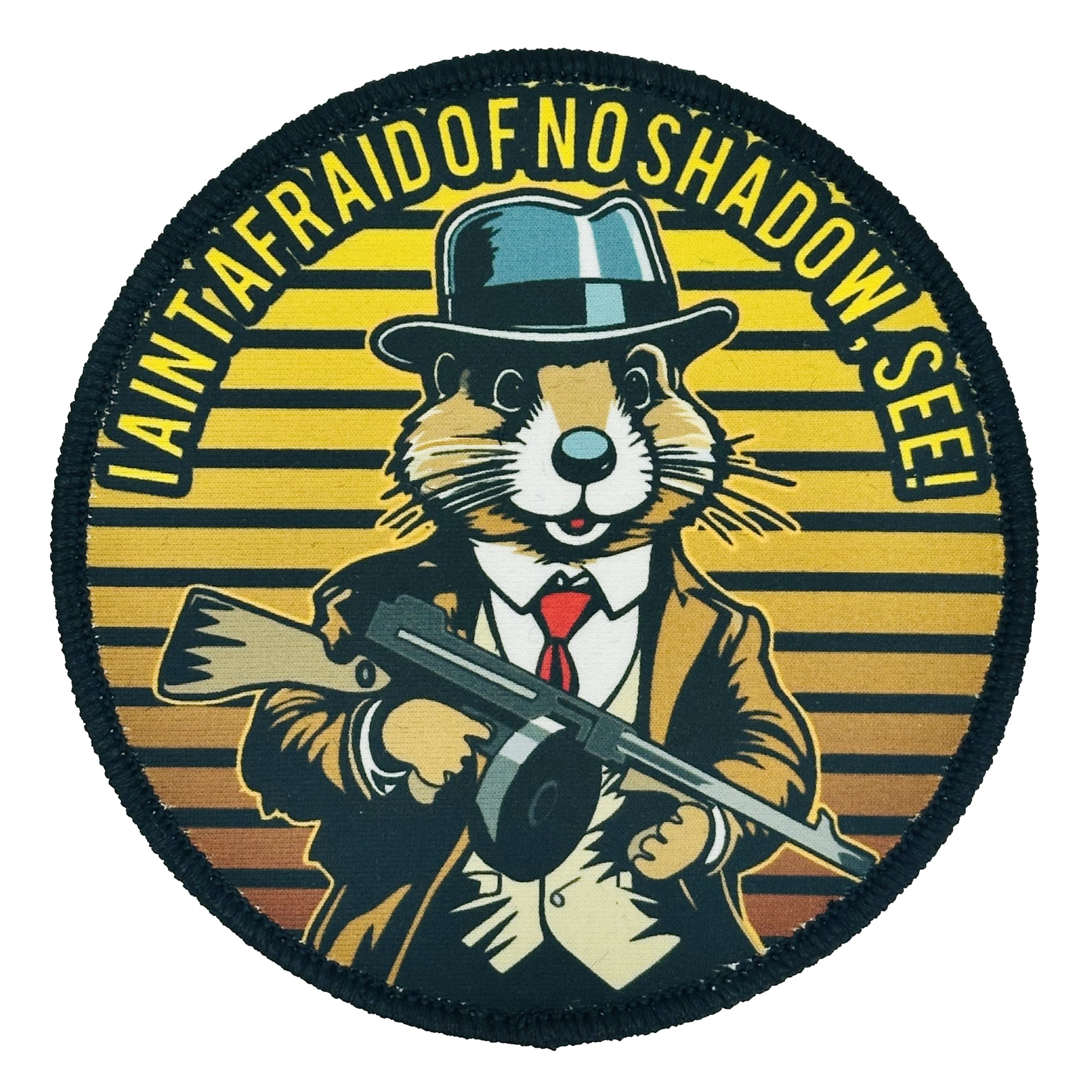 1920's era Gangster Groundhog Sublimation Patch- 4" inch Tall