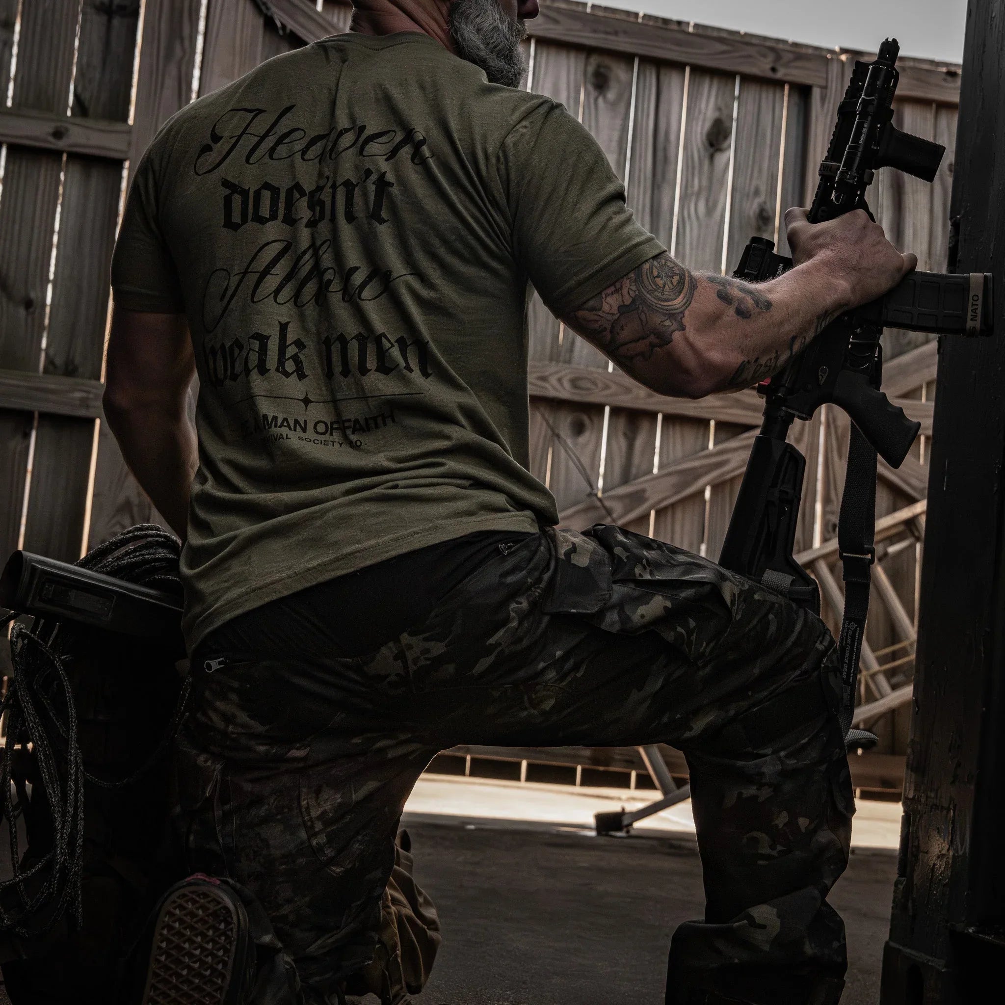 Heaven Doesn't Allow Weak Men Men's T-Shirt - Combat Iron Apparel Co.