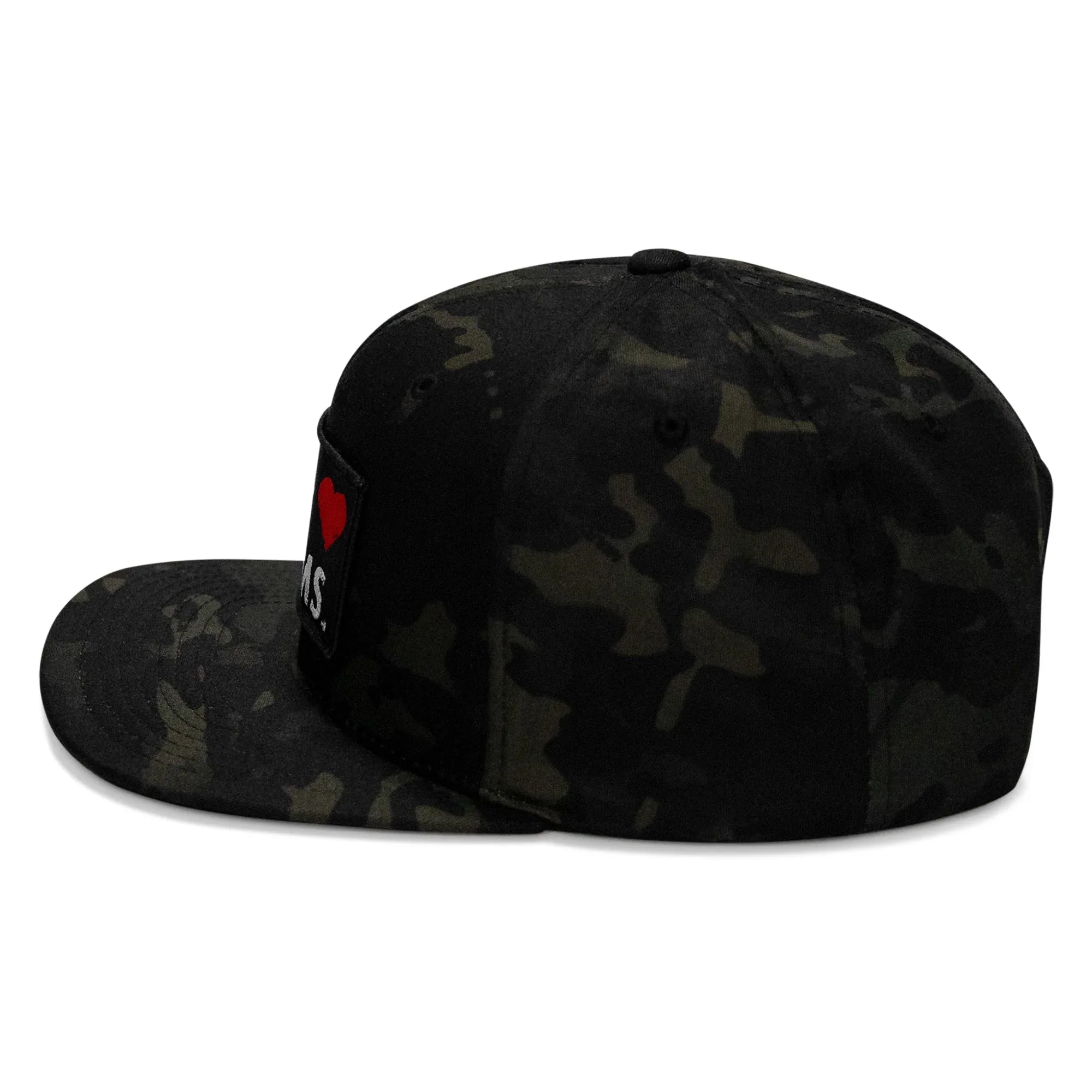 I Love Hot Moms Patch Flatbill Snapback Hat - Combat Iron Apparel Co.