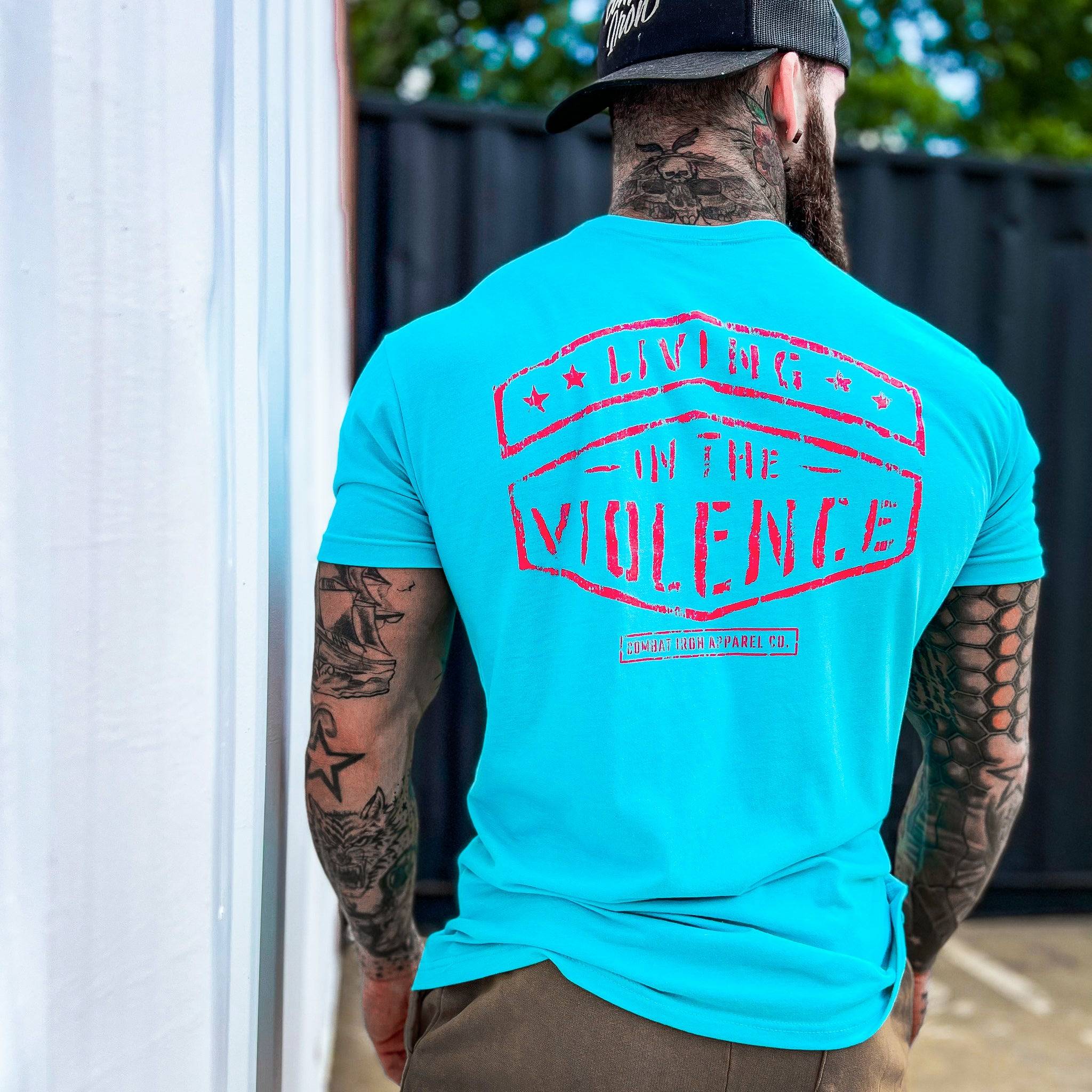 LIVING IN THE VIOLENCE MEN’S T-SHIRT - Combat Iron Apparel Co.