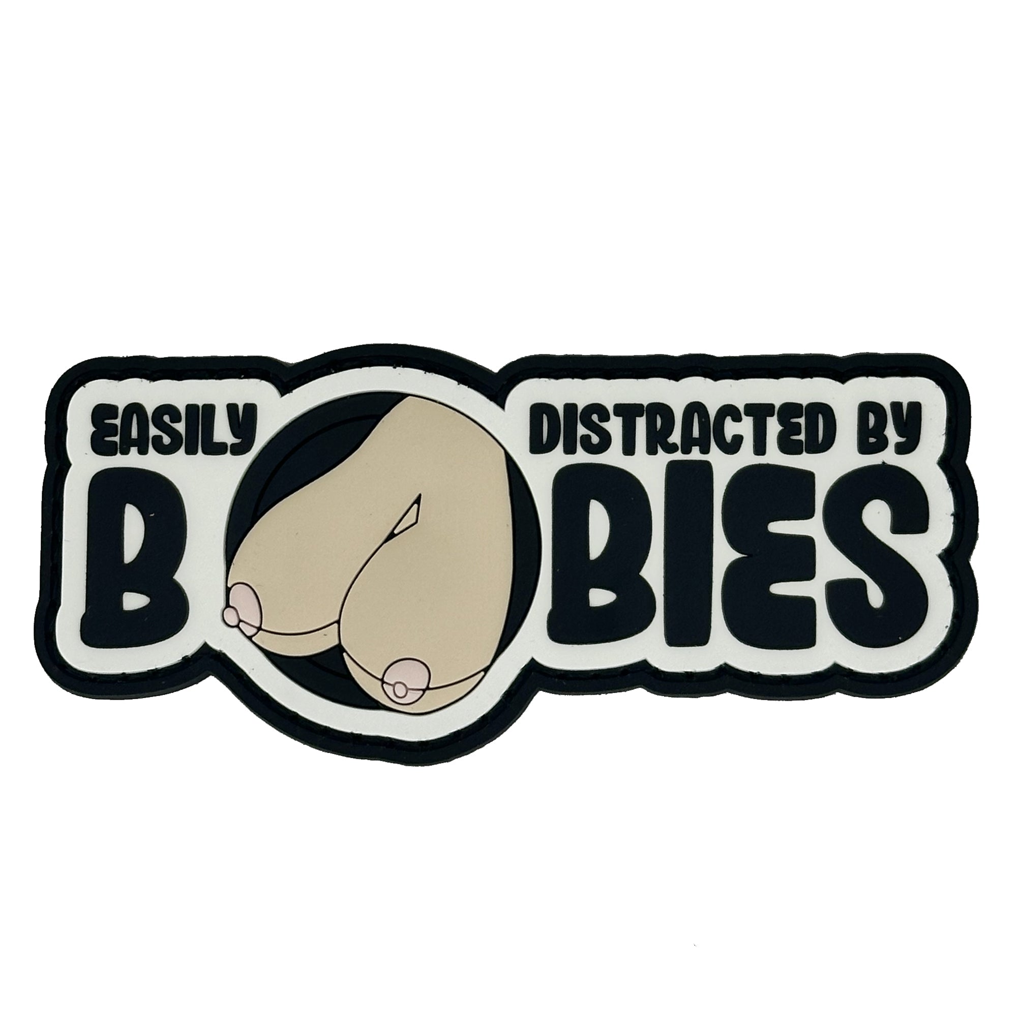 "Fun Size" - Easily Distracted By Boobies (Uncensored) - 4 inch PVC Patch