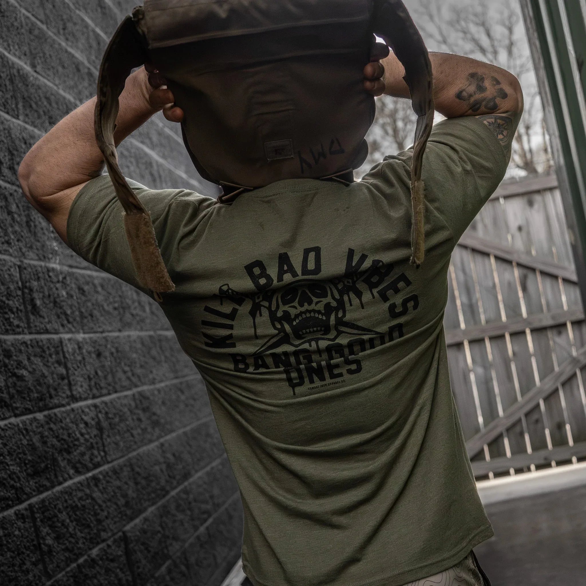 Kill Bad Vibes. Bang Good Ones Skull Men's T-Shirt - Combat Iron Apparel Co.