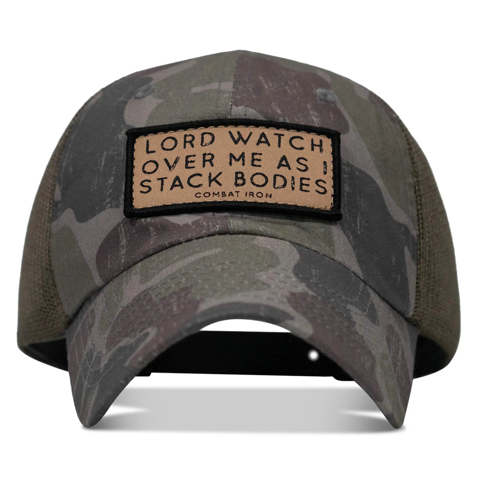 Lord Watch Over Me As I Stack Bodies Tan Patch Tactical Ripstop Mesh Snapback Hat - Combat Iron Apparel Co.