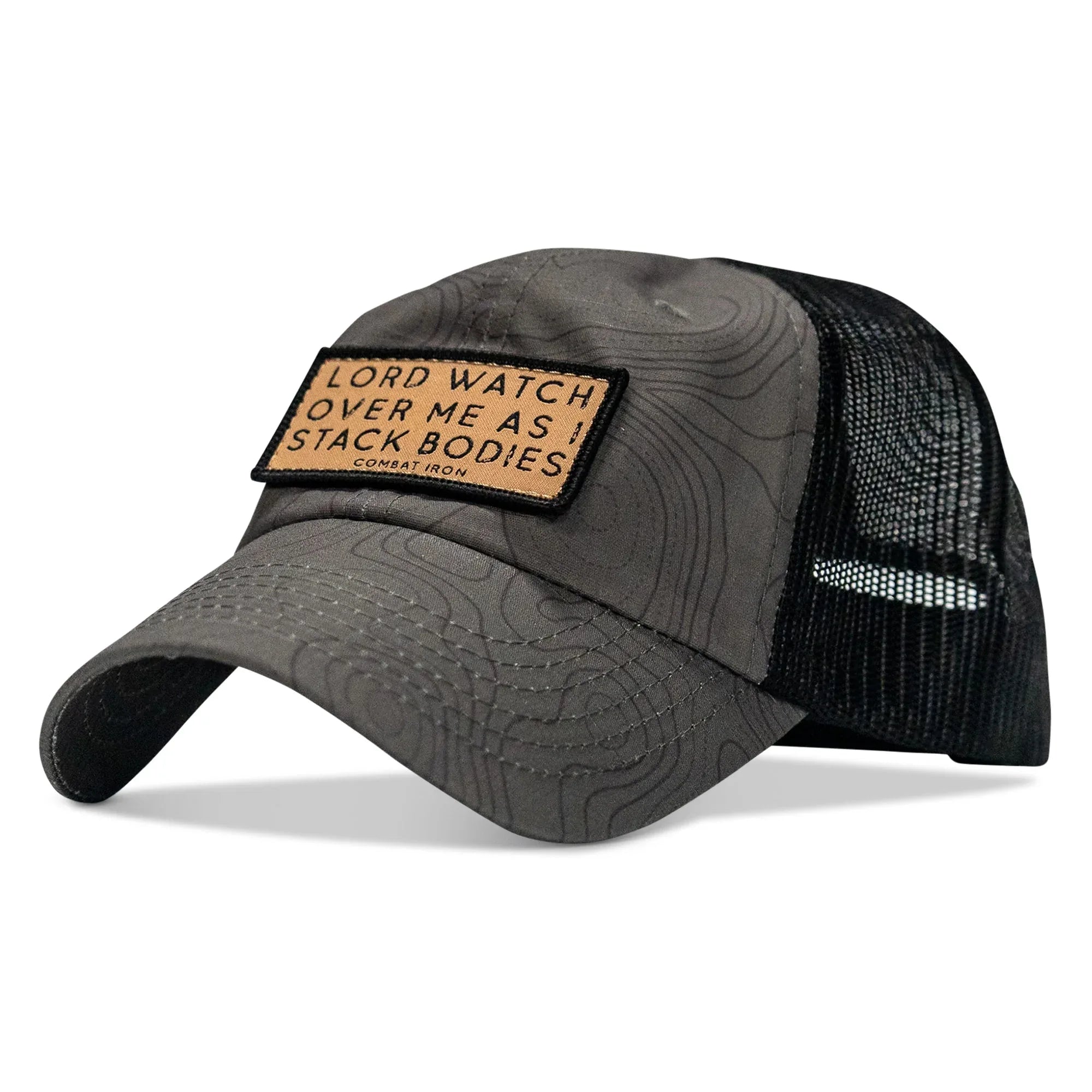Lord Watch Over Me As I Stack Bodies Tan Patch Tactical Ripstop Mesh Snapback Hat - Combat Iron Apparel Co.