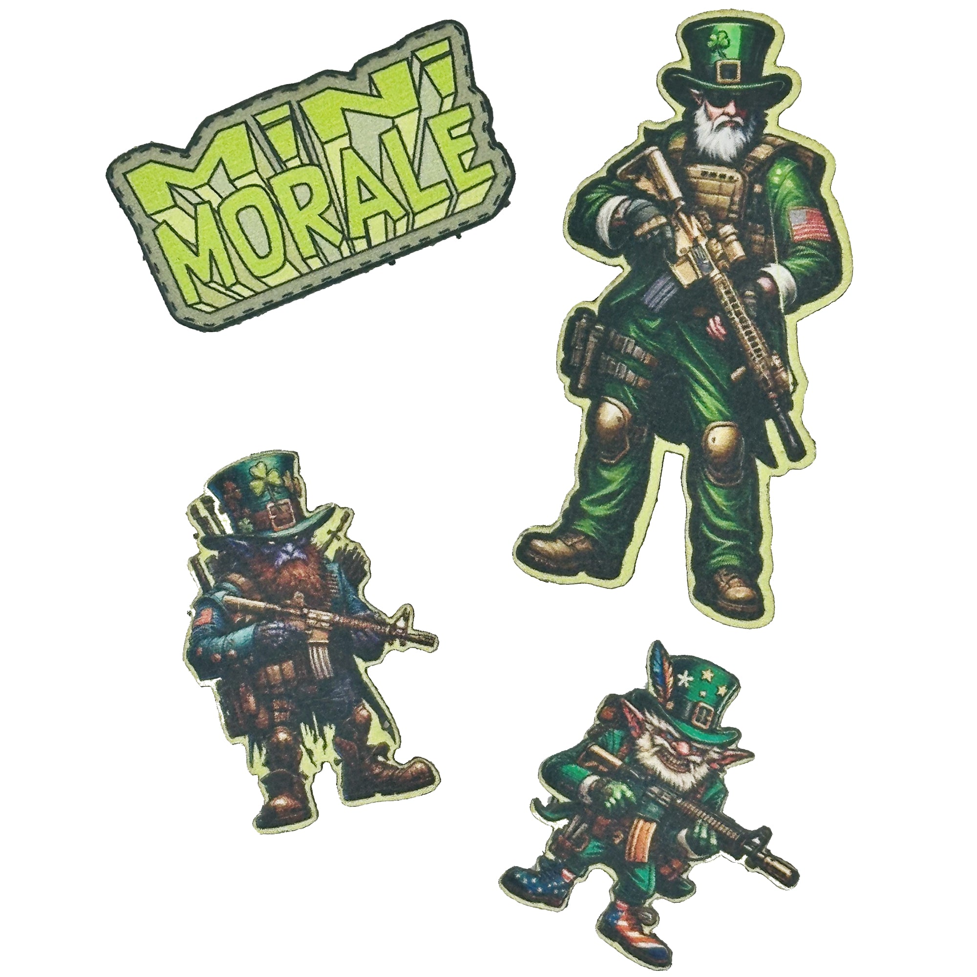 Mini Morale - Tactical Leprechaun wearing US Military Gear AR-15 Steampunk Pack 1
