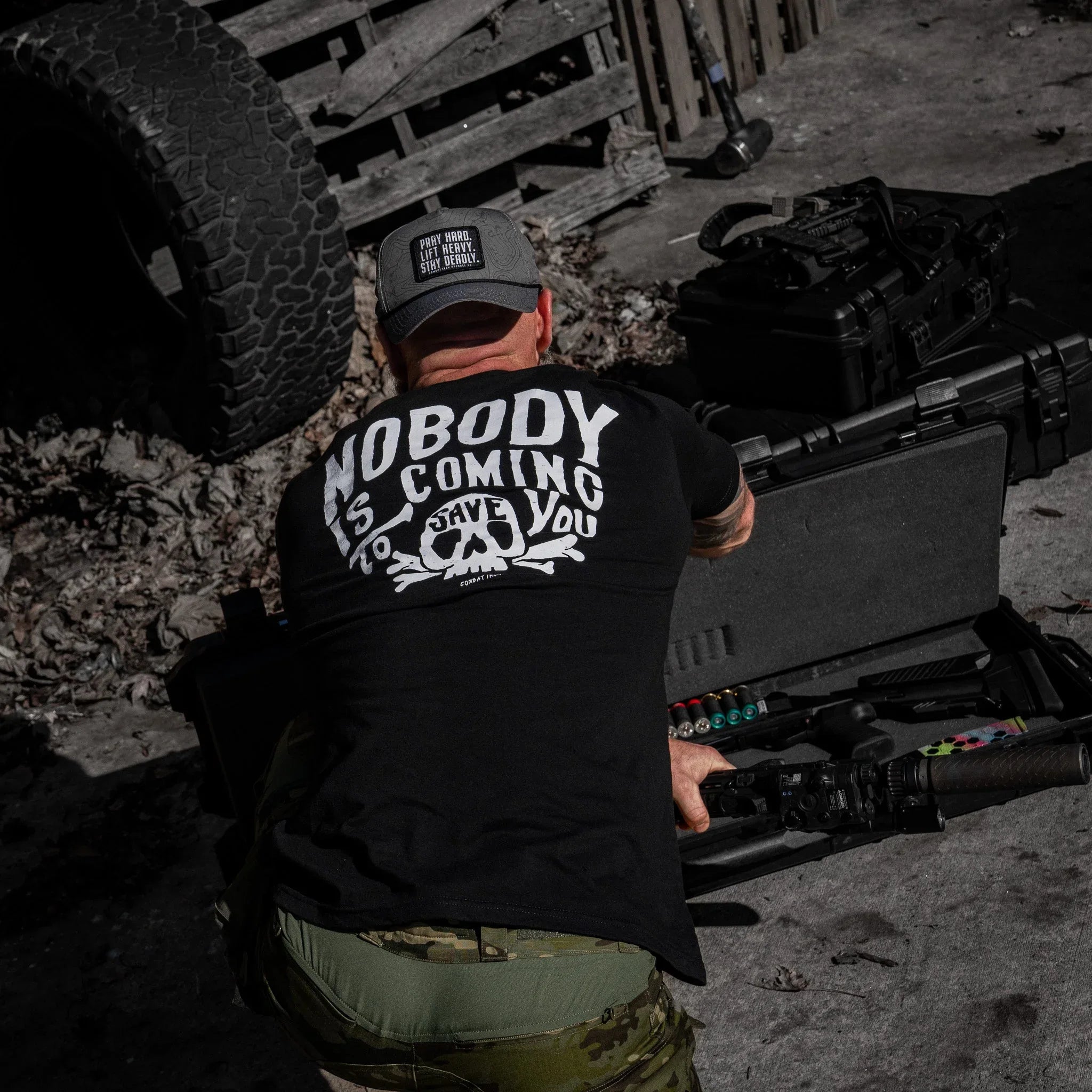 Nobody Is Coming To Save You Skull Men's T-Shirt - Combat Iron Apparel Co.